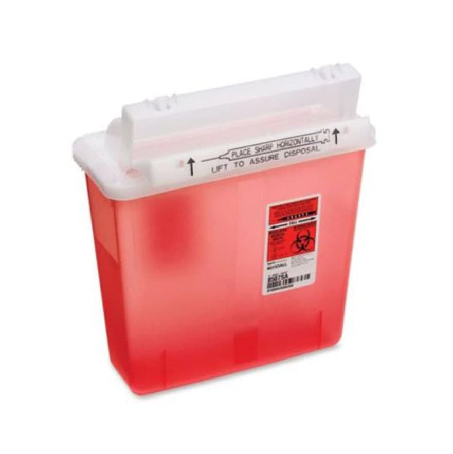 SharpStar Sharps Container, 5 qt, Red, Horizontal Drop, Wall Mount, Reusable, 11-3/4 x 5-1/2 x 13 in, 20/Package - Container Sharps Shrpstr Wall - Image 1