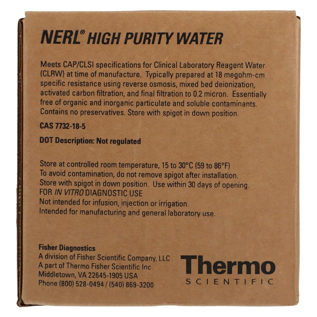 Thermo Scientific NERL Deionized Water, High Purity, 1 gal, 4/Case thumbnail 2