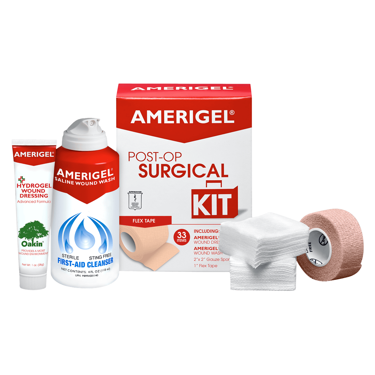 Amerigel Post-Op Wound Care Kit, 1" x 5 yd, Assorted - Wound Care Kit Amerigel - Image 1