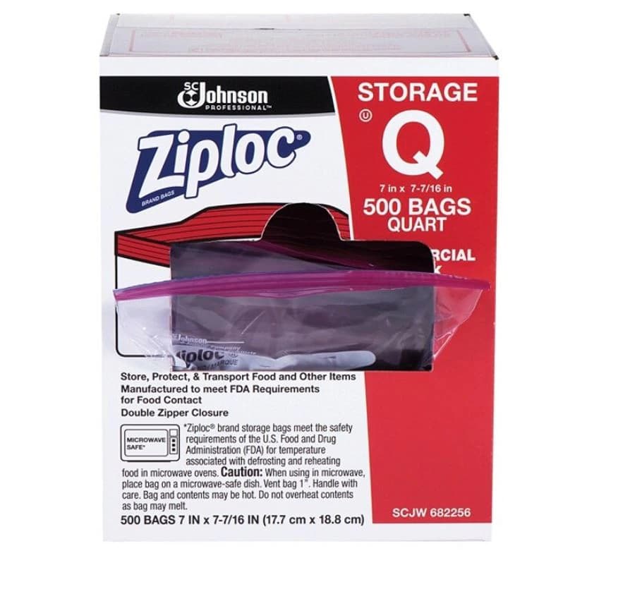 Ziploc Storage Bags, 1 Quart, Clear, 500/Box - Bag Storage Ziplock Clear - Image 1
