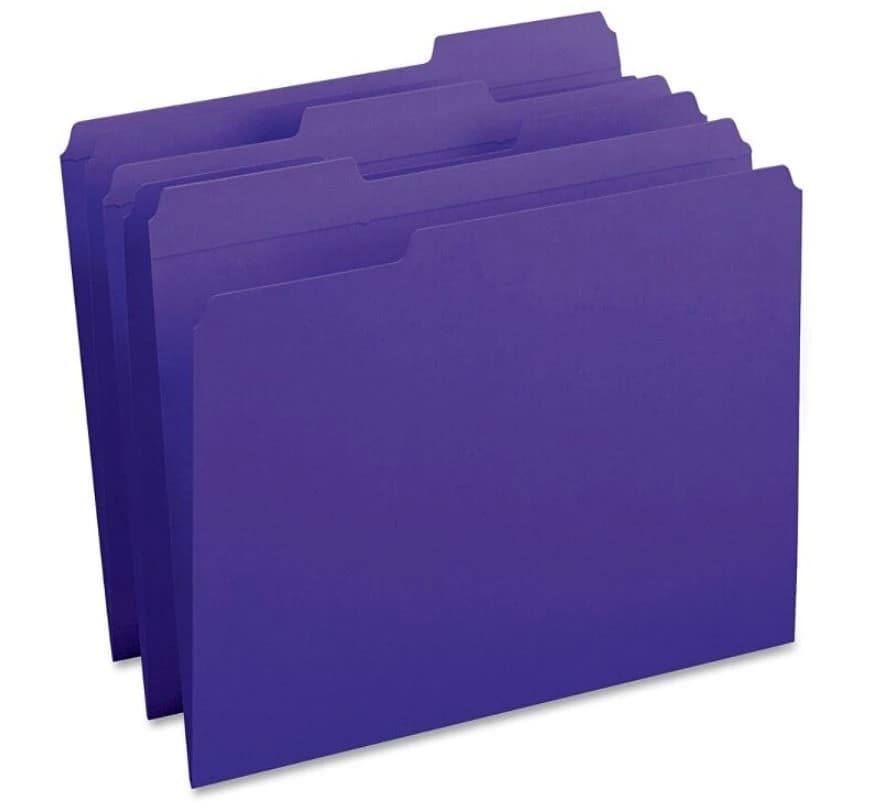 Smead 1/3-Cut 2-Ply Color File Folders, Letter Size, Purple, 100/Box - Folder File 1/3-Cut 2Ply LtrSz - Image 1