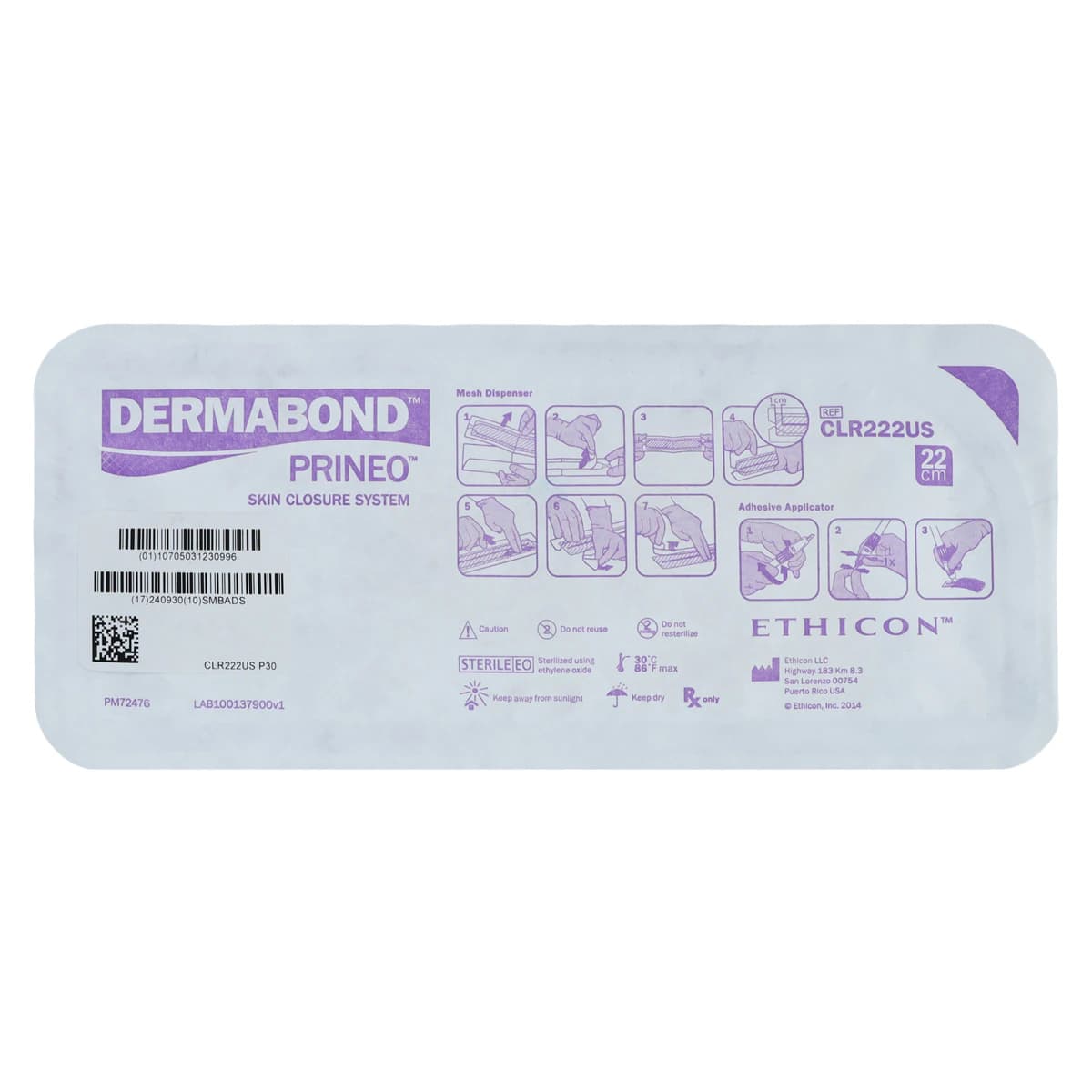 Dermabond Prineo Skin Closure System, 2-Octyl Cyanoacrylate/Mesh, 3.8mL, Violet, 2/Box thumbnail 4