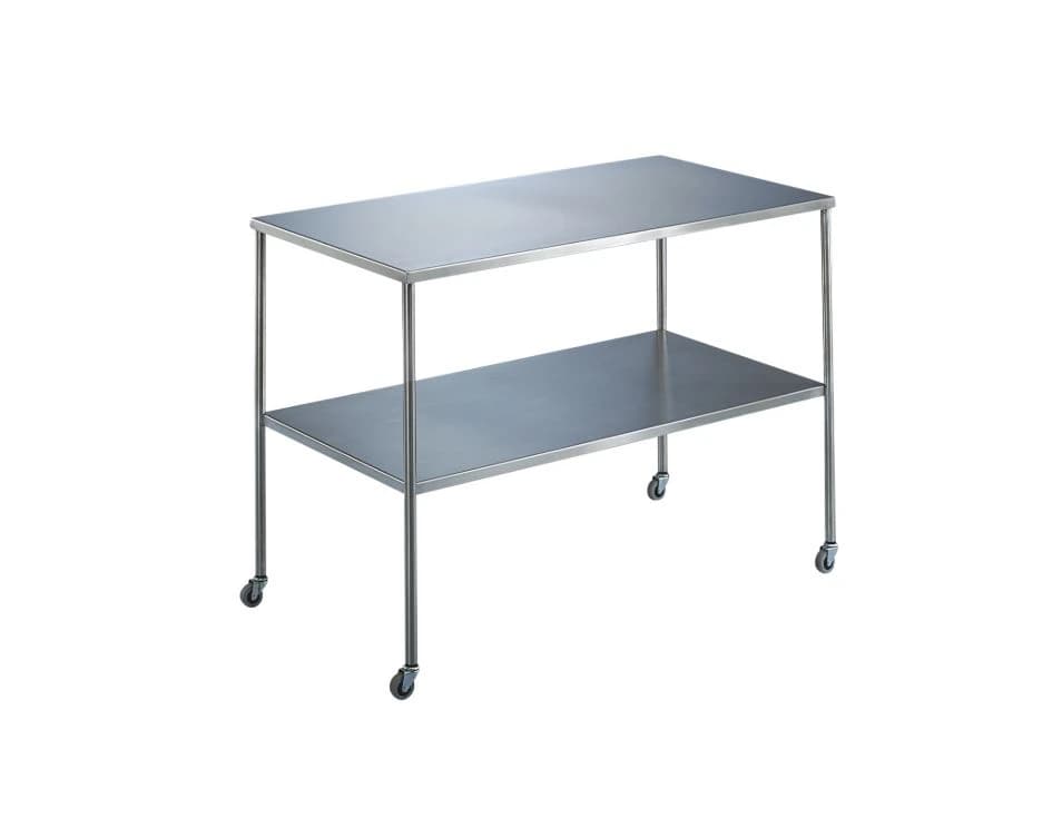 Blickman Howard Instrument Table, Stainless Steel with Shelf, 30" x 16" x 34", 3" Casters - Table Instrument SS w/Shelf - Image 1