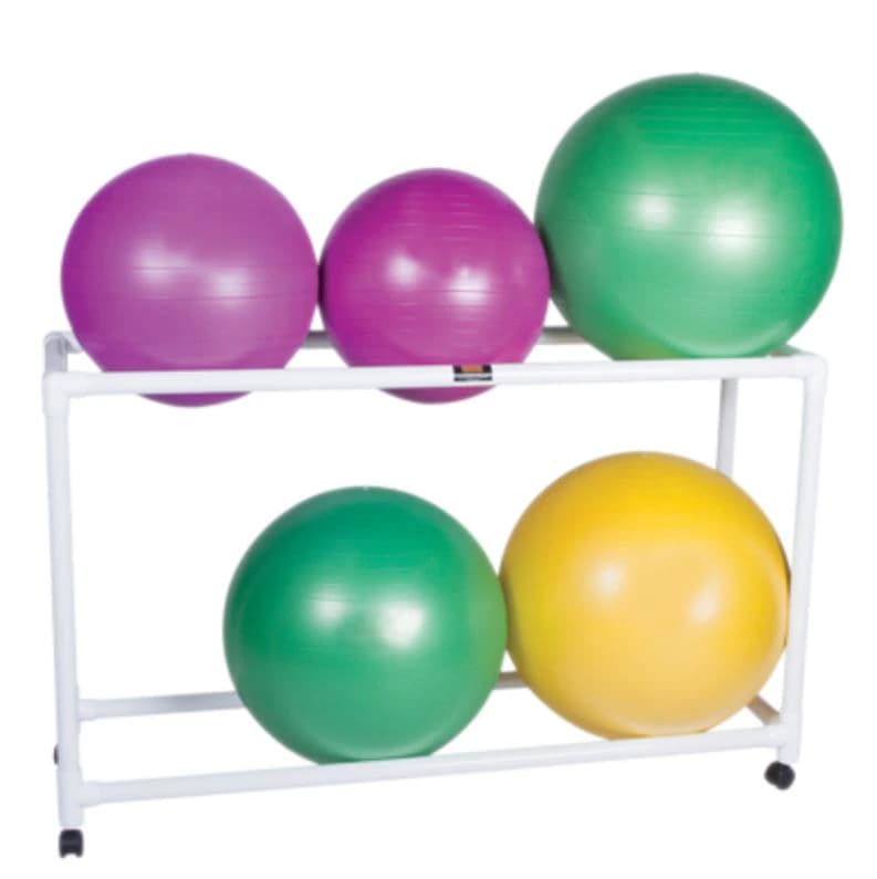 CanDo Exercise Ball Storage Rack, PVC, 20" x 42" x 62", White - Rack Storage f/Exercise Ball - Image 1