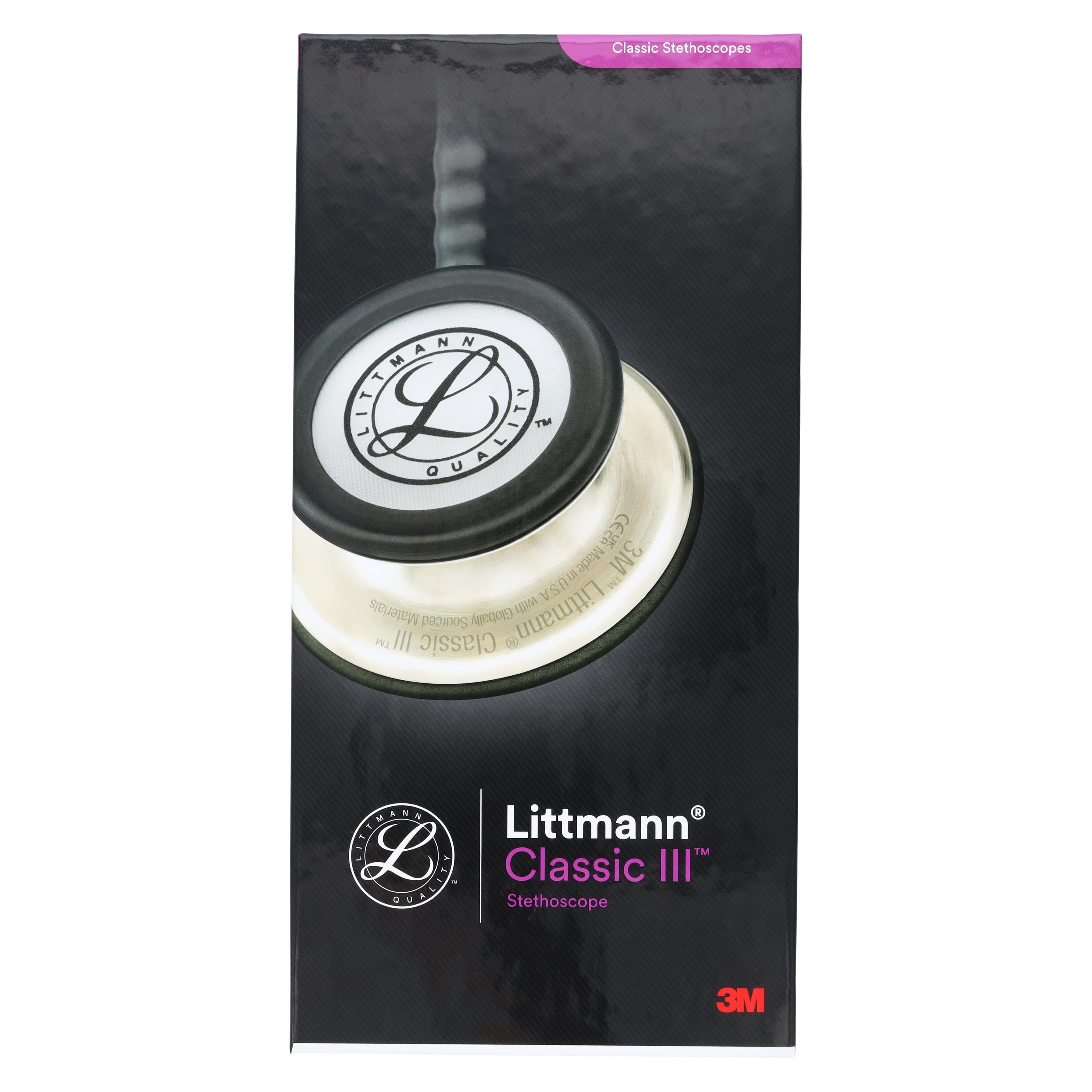 3M Littmann Classic III Stethoscope, Adult/Pediatric, Black, Single Lumen Tubing, 28 inches thumbnail 7
