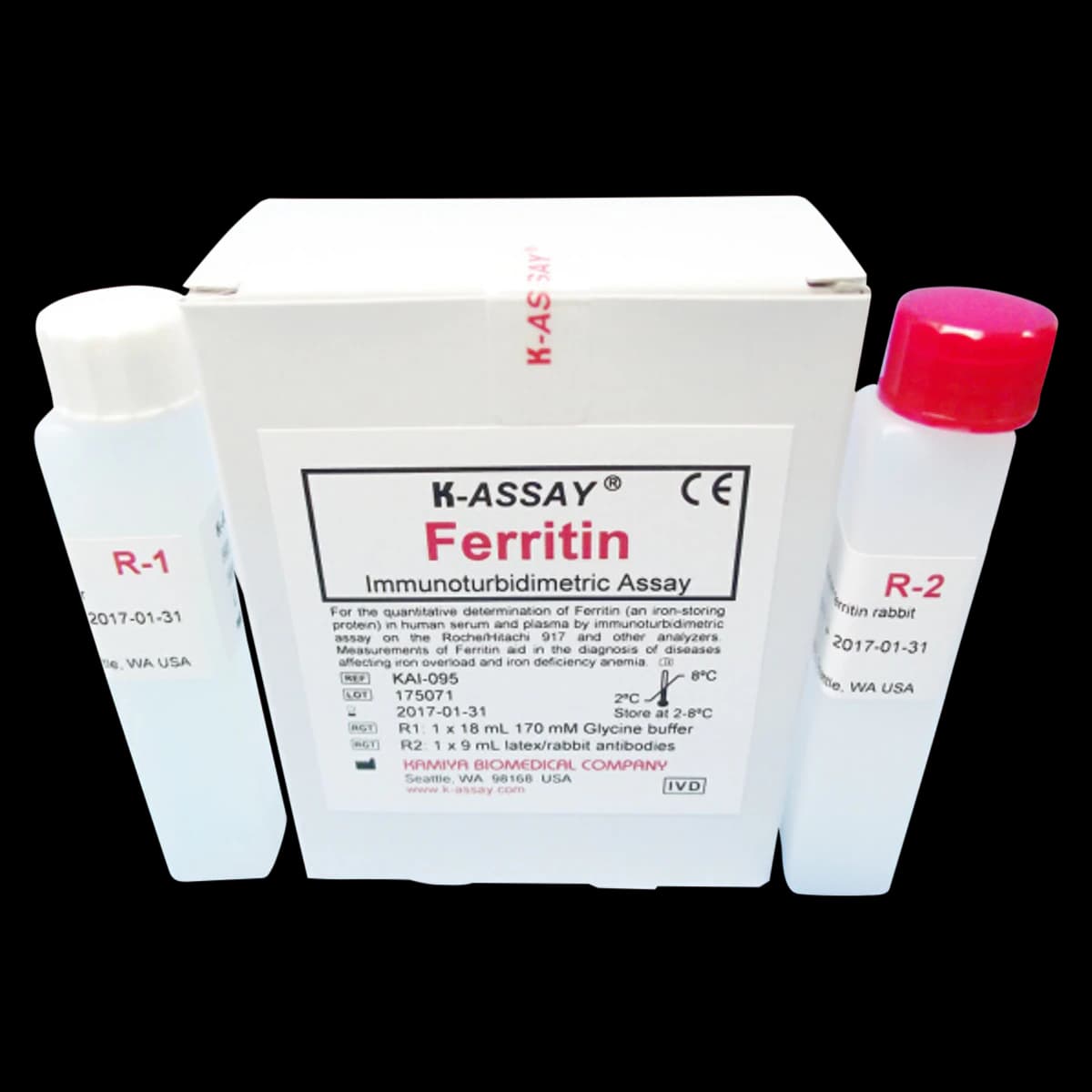 Kamiya Biomedical Ferritin Reagent Test Kit, R1: 18 mL / R2: 9 mL - Ferritin Reagent - Image 1