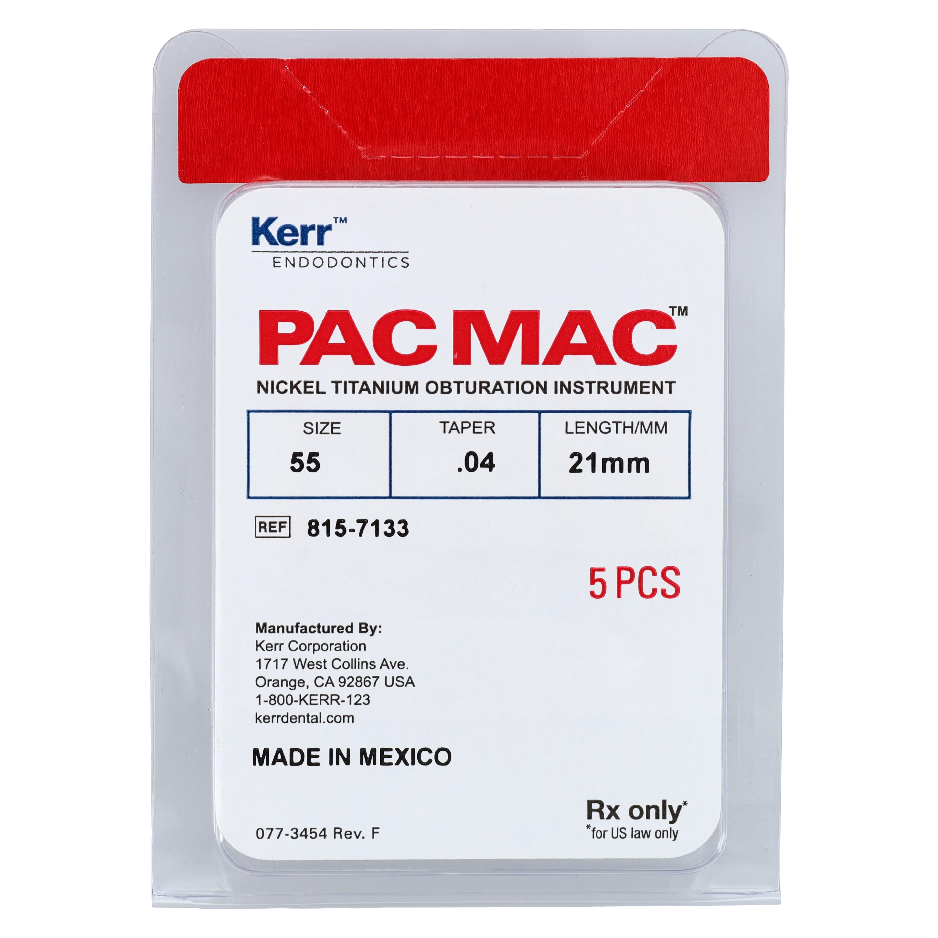 Kerr PacMac Engine-Driven NiTi Condenser, #55, .04 Taper, 21 mm, Red, 5/Pk (815-7133) thumbnail 2
