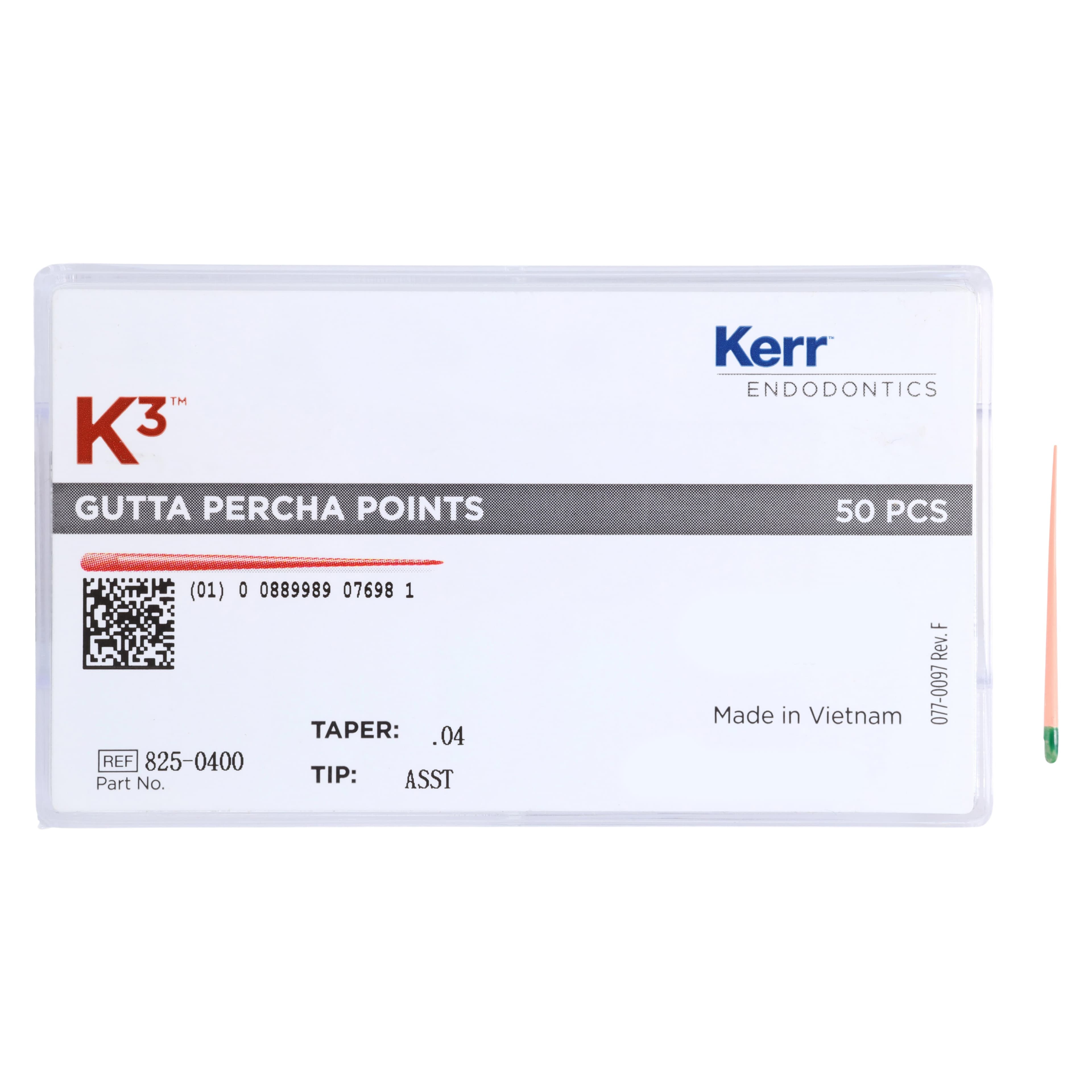 K3/K3XF Gutta Percha Points, 0.04 Taper, Assorted Sizes #20-40, 50/Pk, 825-0400 thumbnail 4