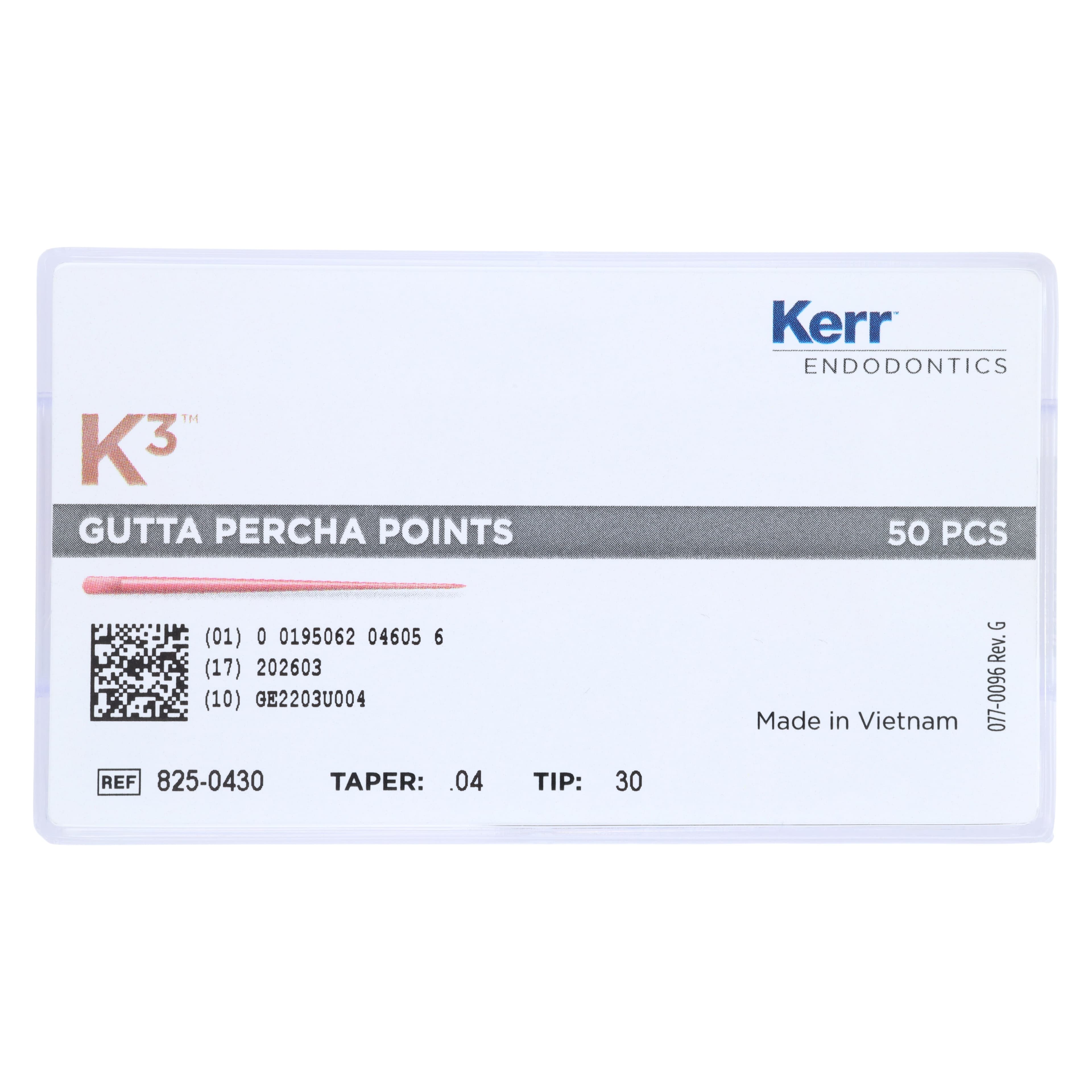 K3/K3XF Gutta Percha Points, 0.04 Taper, Size #30, Blue, 50/Pk, 825-0430 thumbnail 5