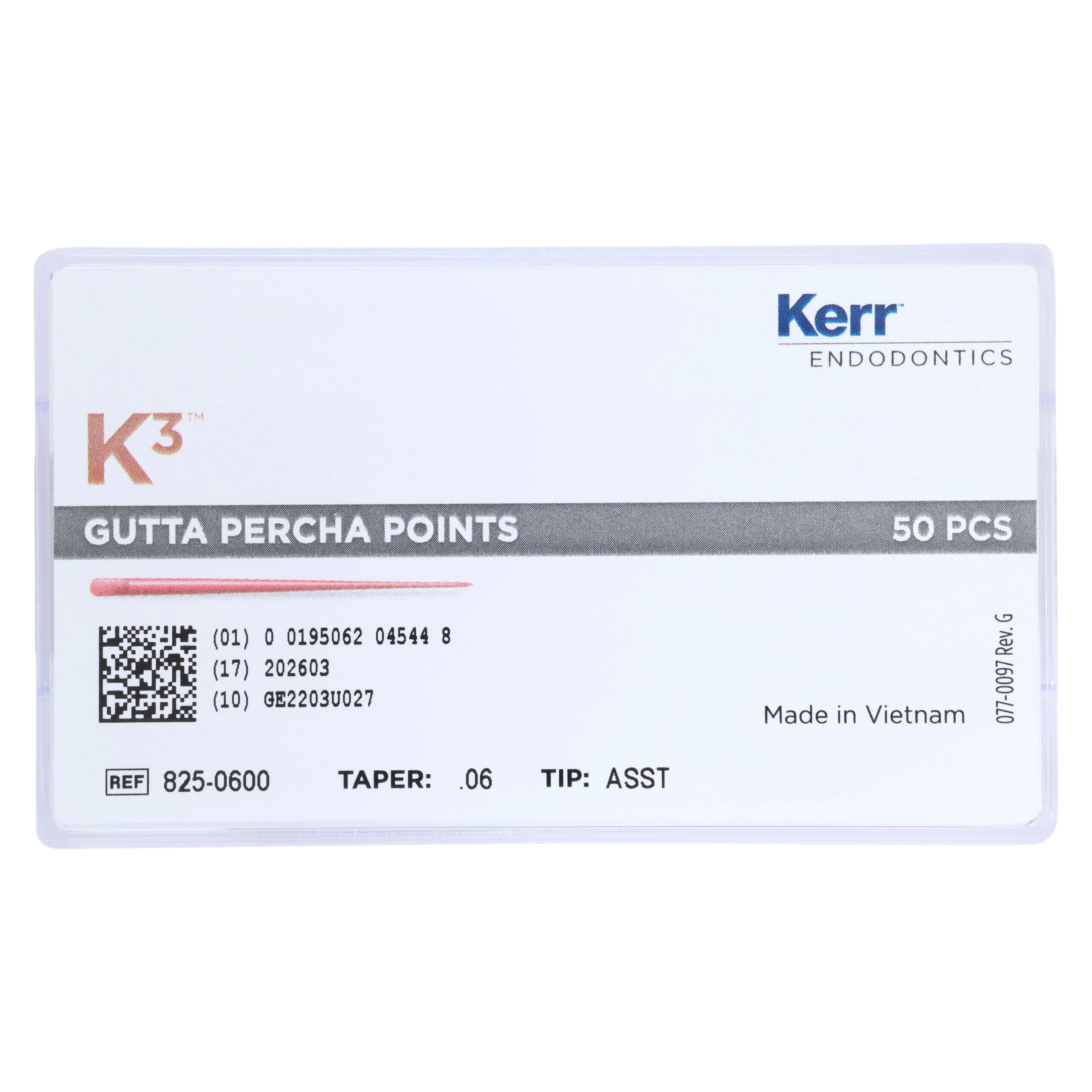 K3/K3XF Gutta Percha Points, 0.06 Taper, Assorted #20-40, 50/Pk, 825-0600 thumbnail 4