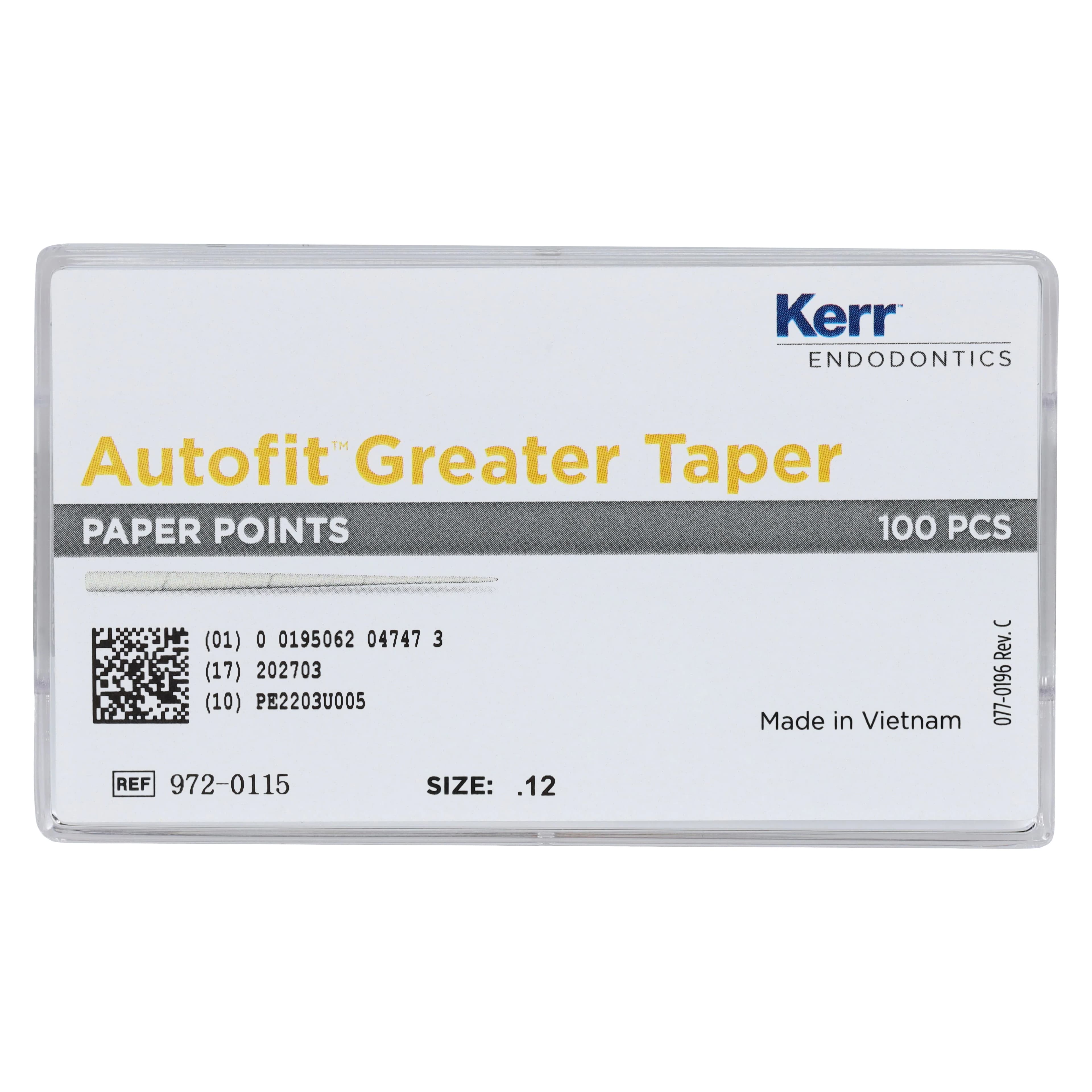 Kerr Autofit Greater Taper Paper Points, .12 Taper, 100/Pkg, 972-0115 thumbnail 5