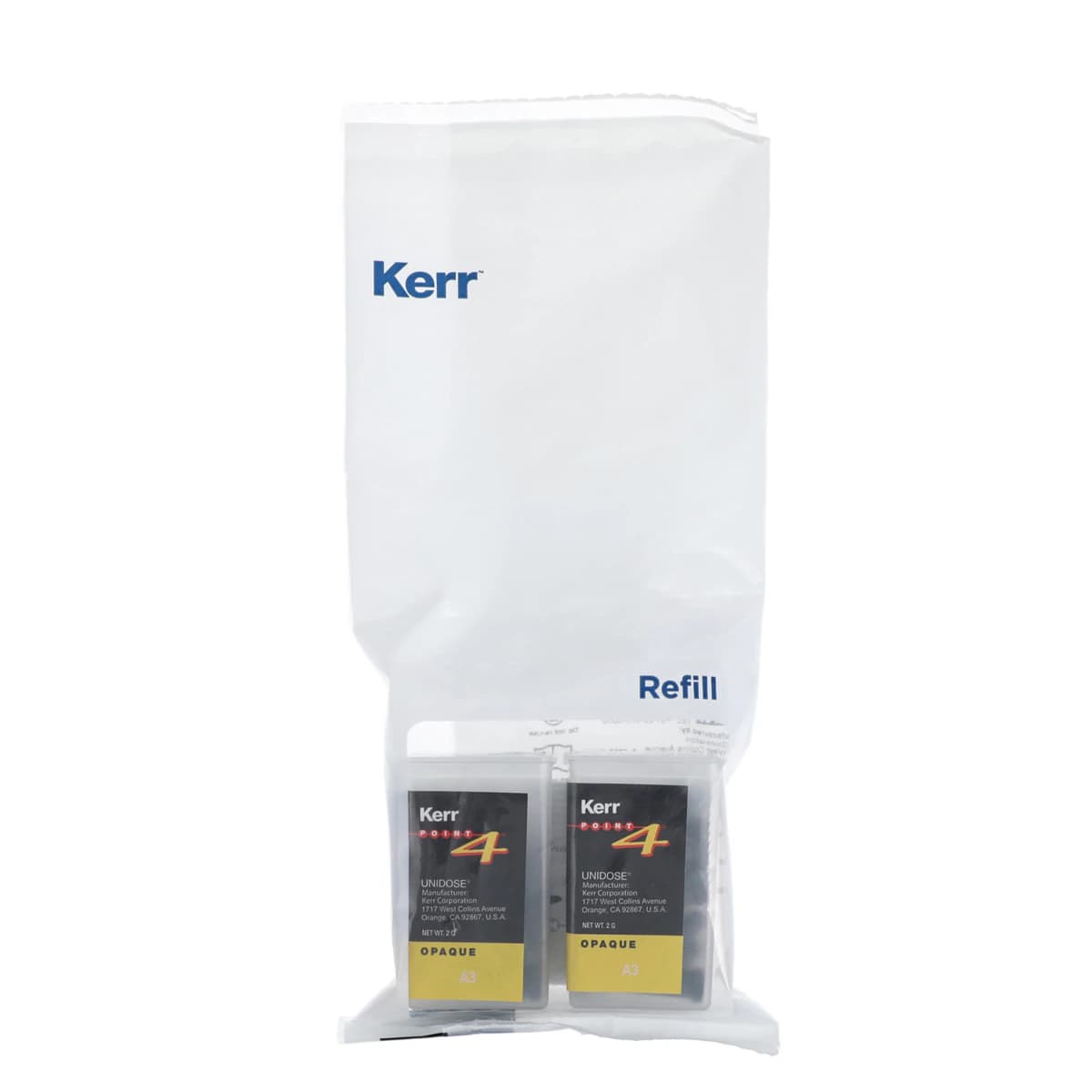 Kerr Point 4 Optimized Particle Composite Unidose Refill, A3 Opaque, Light-Cure, 0.2 g, 20/Pkg - Point 4 Composite Unidose Refill - Image 1