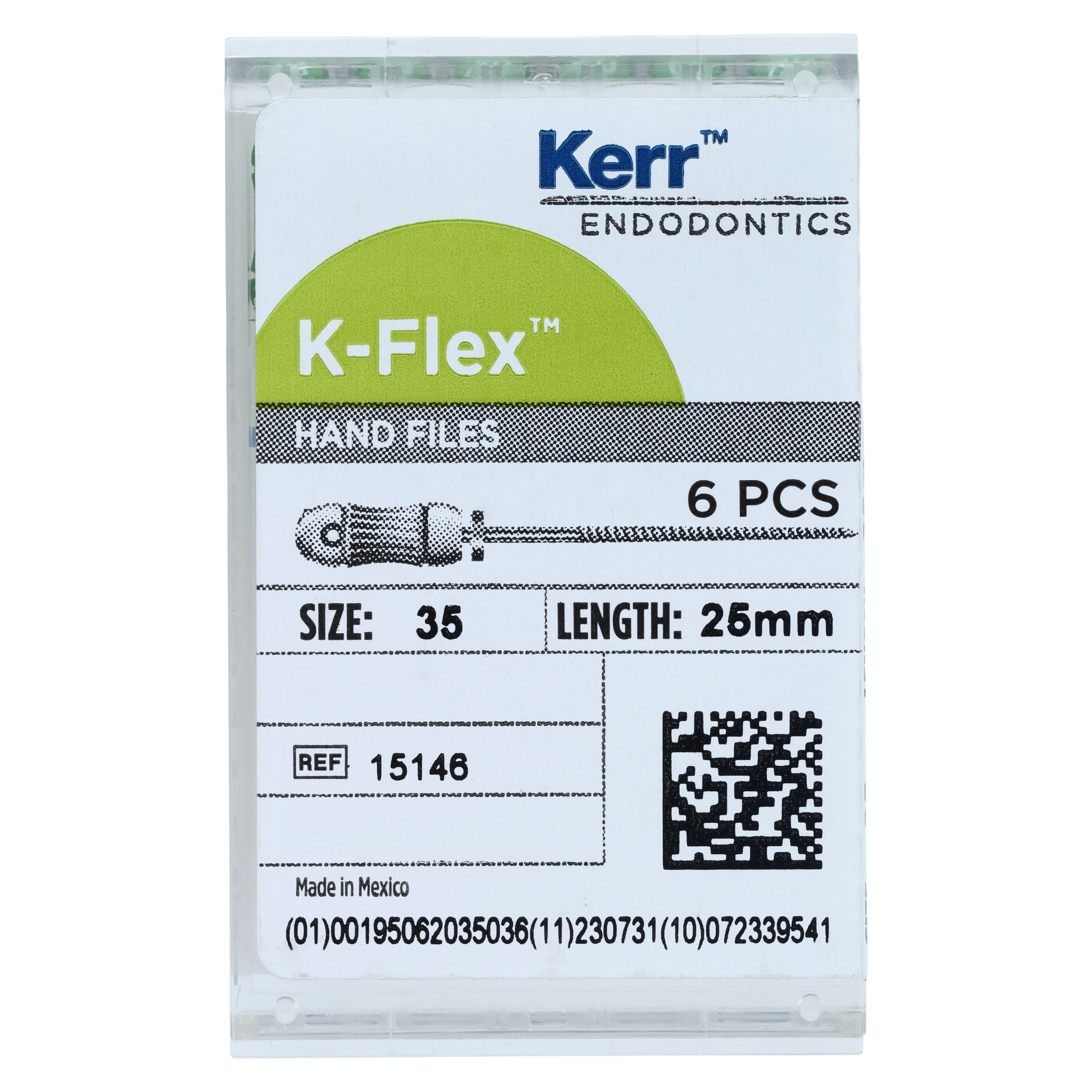 Kerr K-Flex Endodontic Files, Stainless Steel, Size #35, 25mm, Green, 6/Box, 15146 thumbnail 5