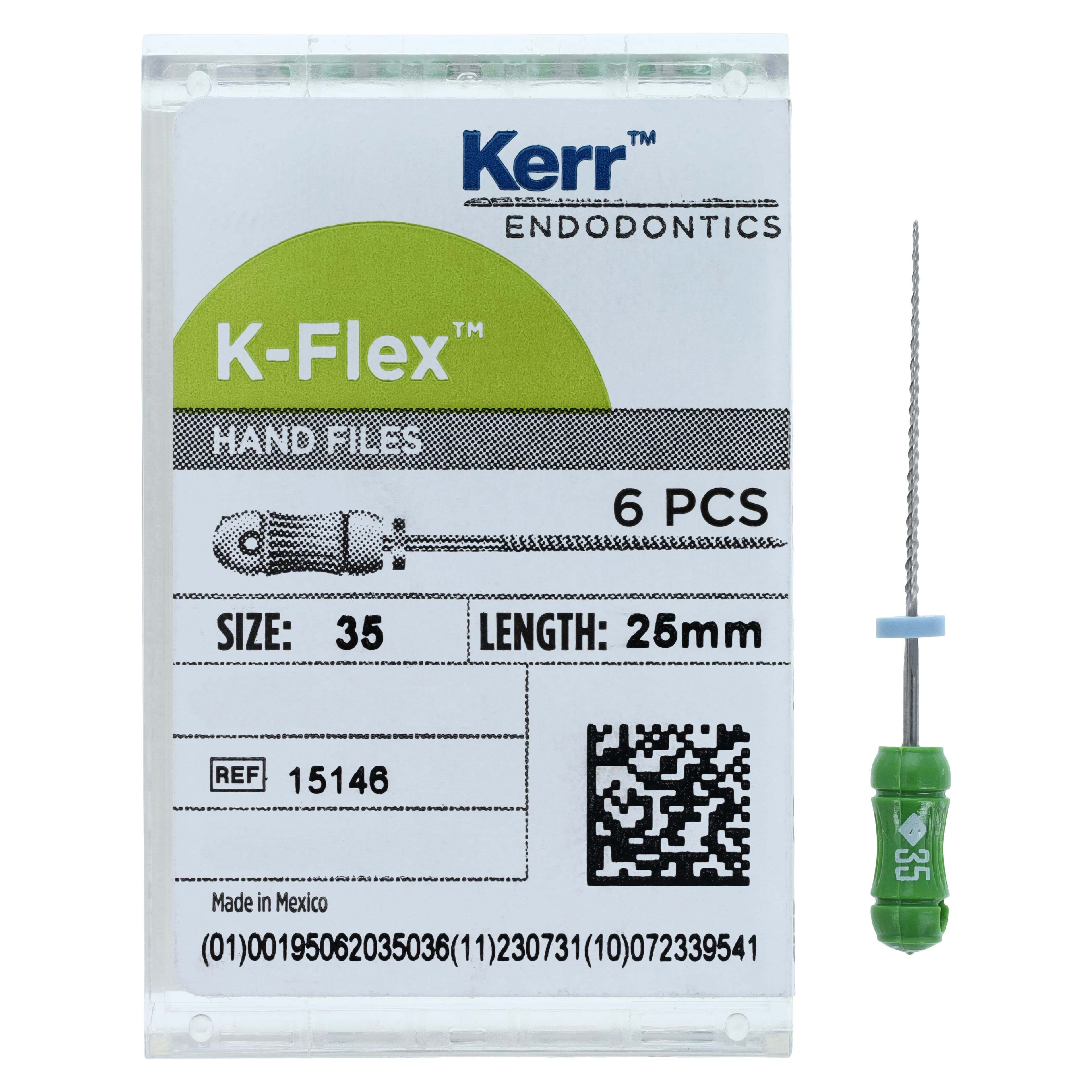 Kerr K-Flex Endodontic Files, Stainless Steel, Size #35, 25mm, Green, 6/Box, 15146 thumbnail 4