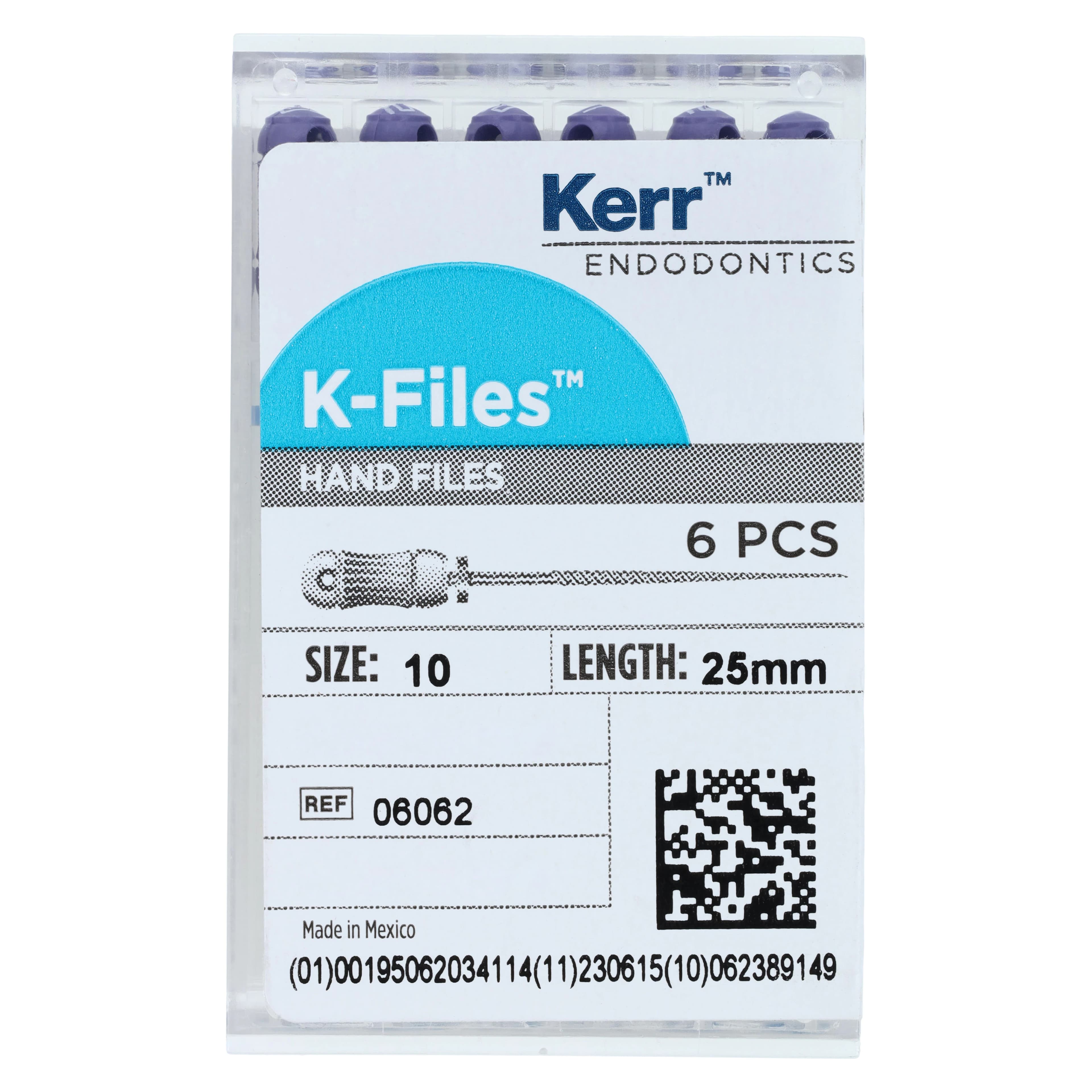 Kerr K-Files, Stainless Steel, 25 mm, #10, Purple, 6/Pkg, 06062 thumbnail 5