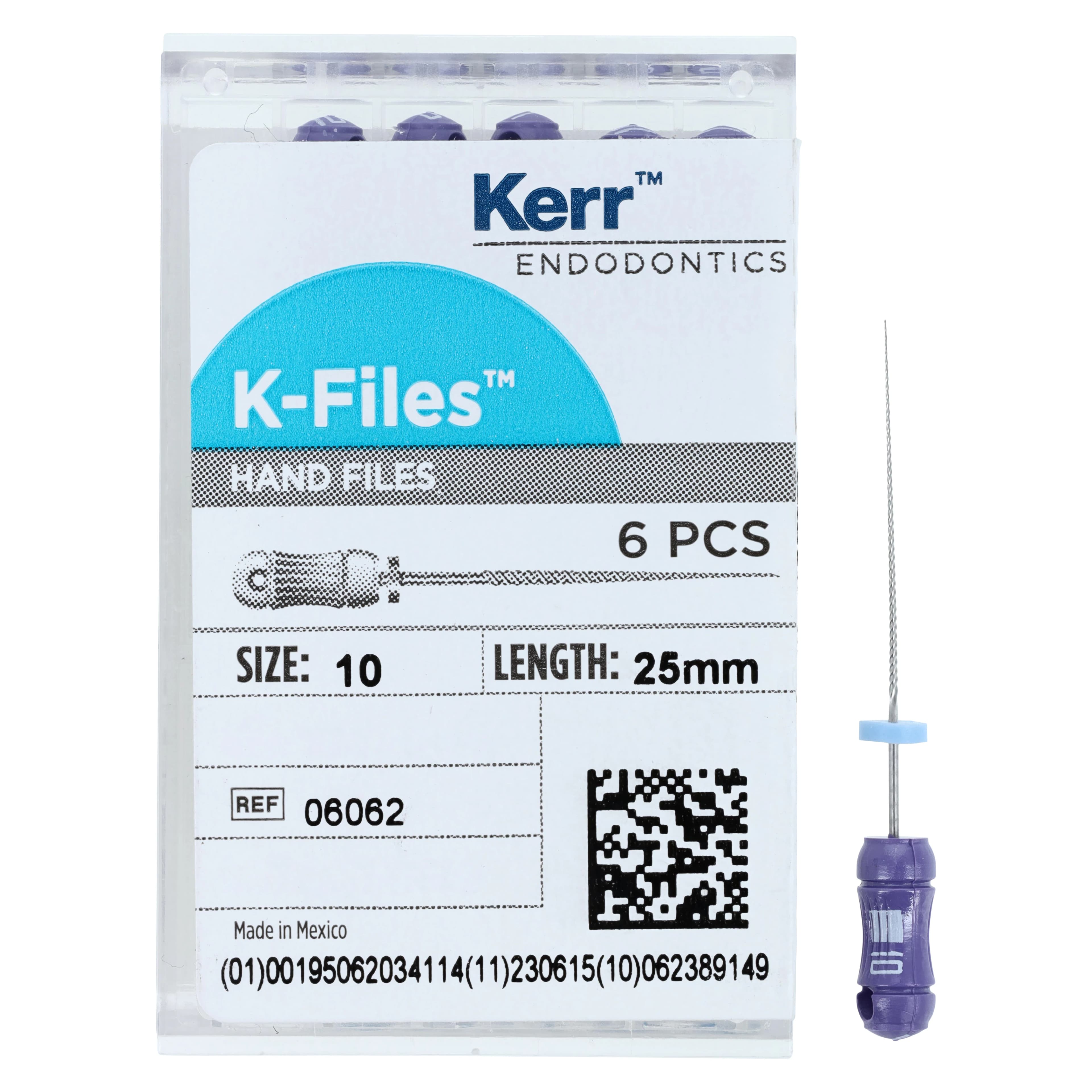 Kerr K-Files, Stainless Steel, 25 mm, #10, Purple, 6/Pkg, 06062 thumbnail 4