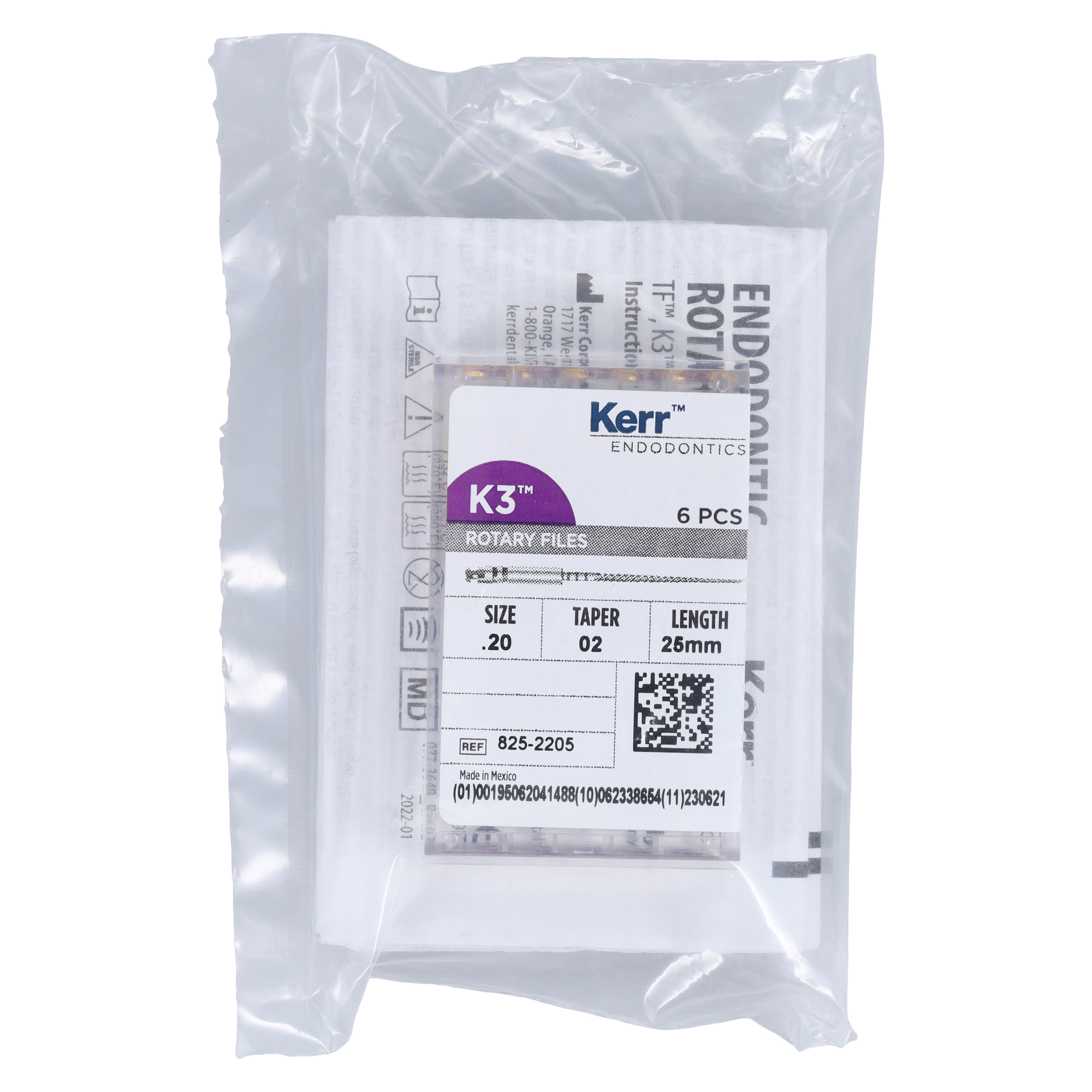 K3 Nickel Titanium Rotary Endodontic File, Size #20, 0.02 Taper, 25 mm, Yellow, 6/Pack, 825-2205 thumbnail 6