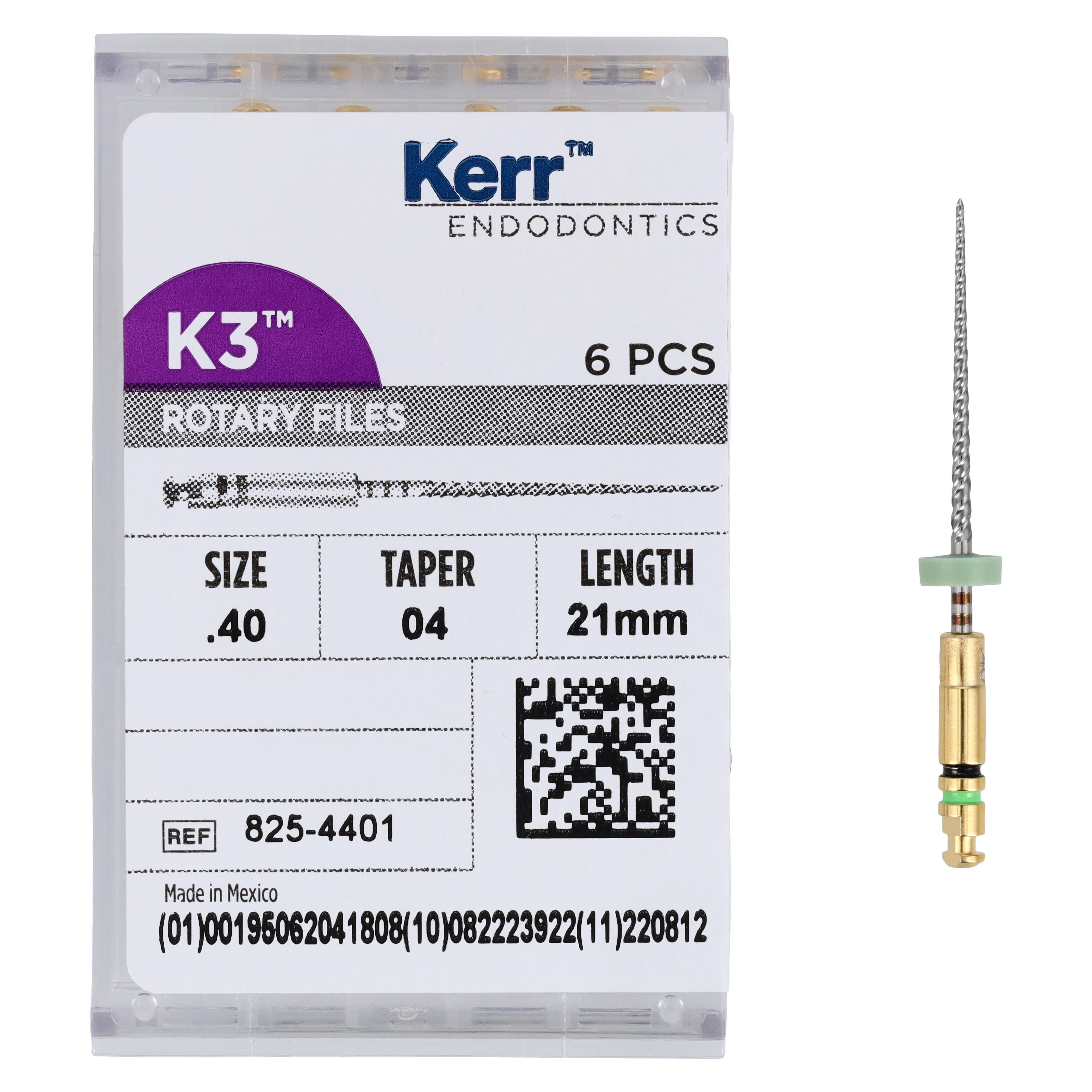 K3 Nickel-Titanium Rotary Endodontic Files, #40/.04 Taper, 21 mm, Black, 6/Pack, 825-4401 thumbnail 4