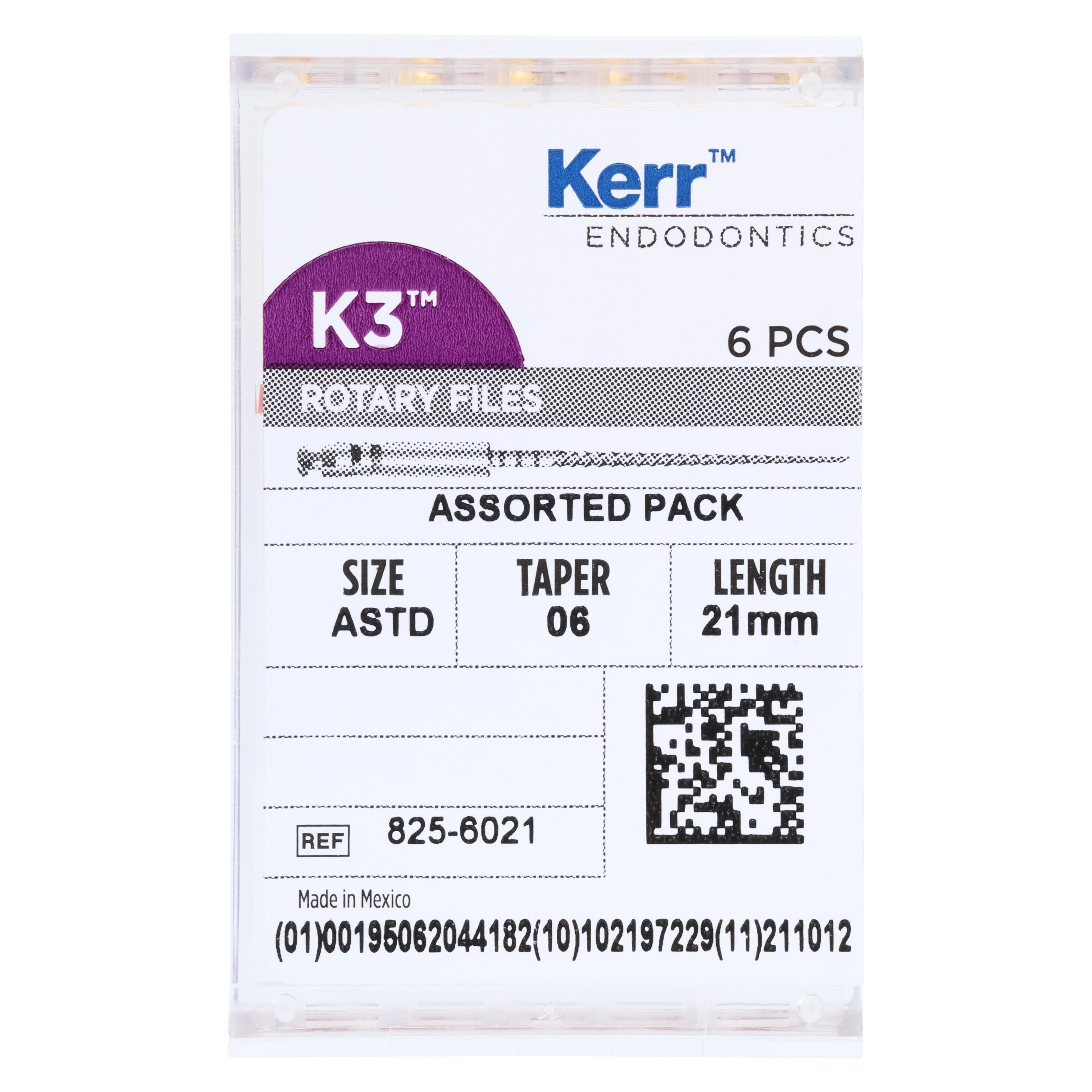 K3 Nickel-Titanium Rotary Endodontic Files, 0.06 Taper, #15-40 Assorted, 21 mm, 6/Pk, 825-6021 thumbnail 4