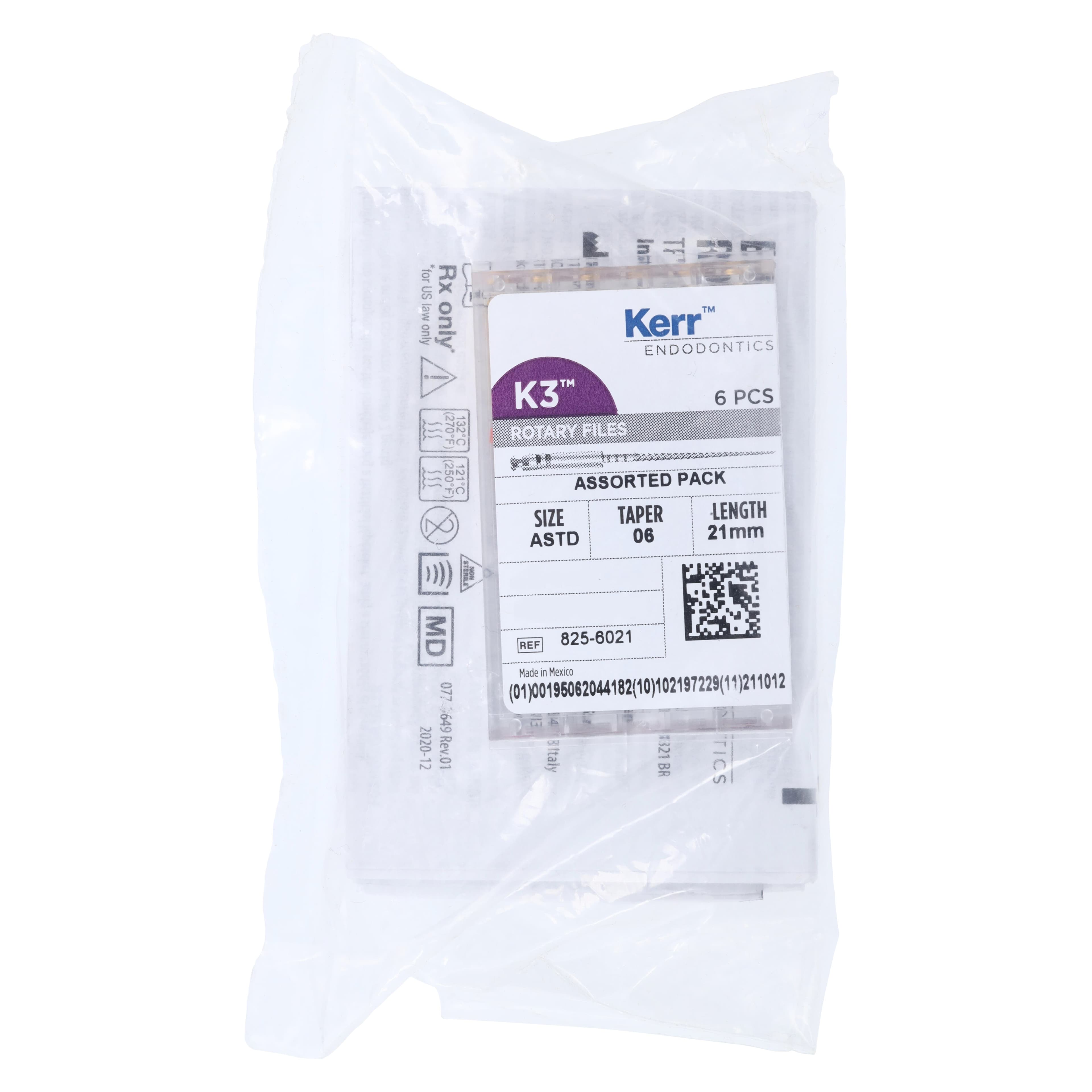 K3 Nickel-Titanium Rotary Endodontic Files, 0.06 Taper, #15-40 Assorted, 21 mm, 6/Pk, 825-6021 thumbnail 5