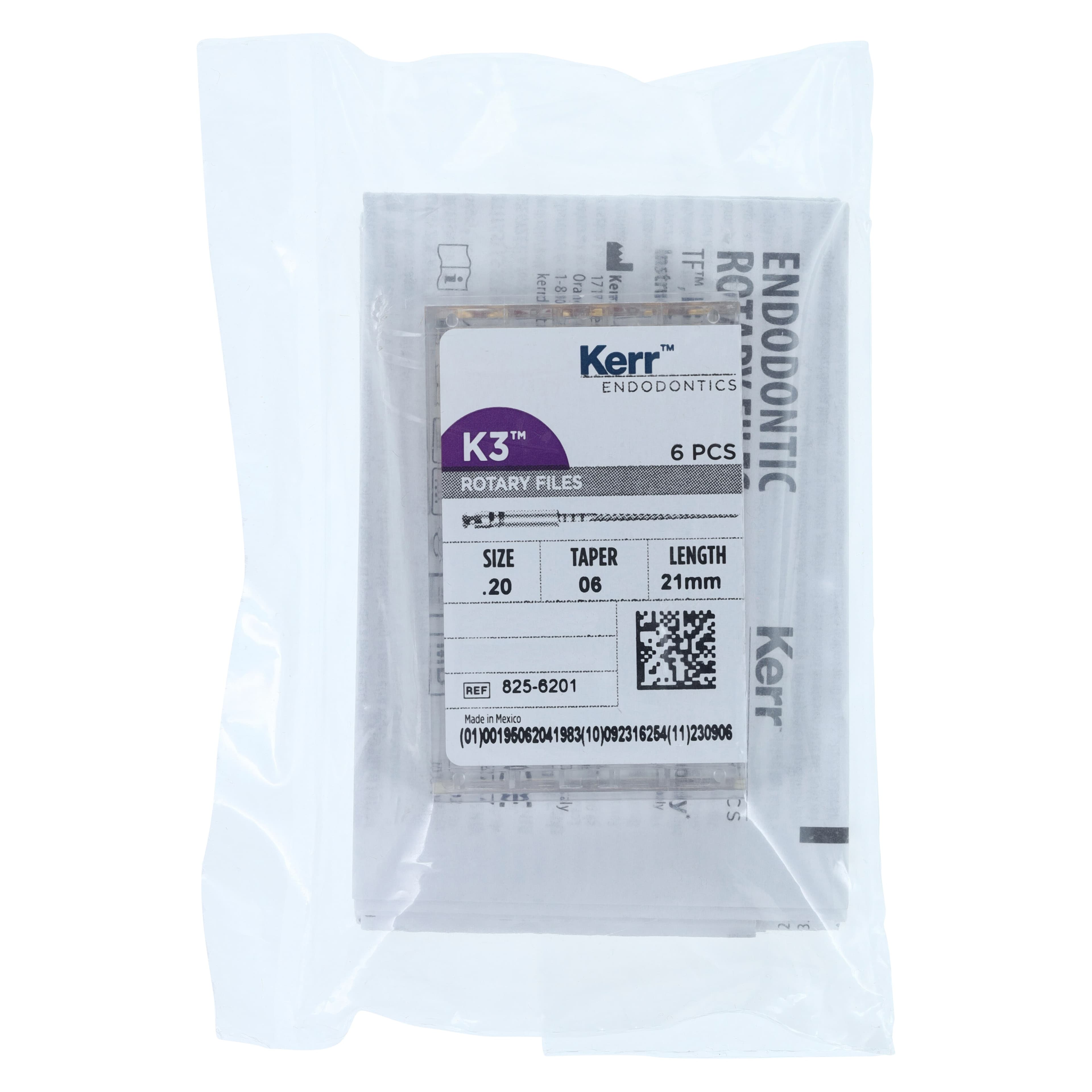 K3 Nickel-Titanium Rotary Endodontic Files, 21 mm, #20, .06 Taper, Yellow, 6/Pk, 825-6201 thumbnail 6