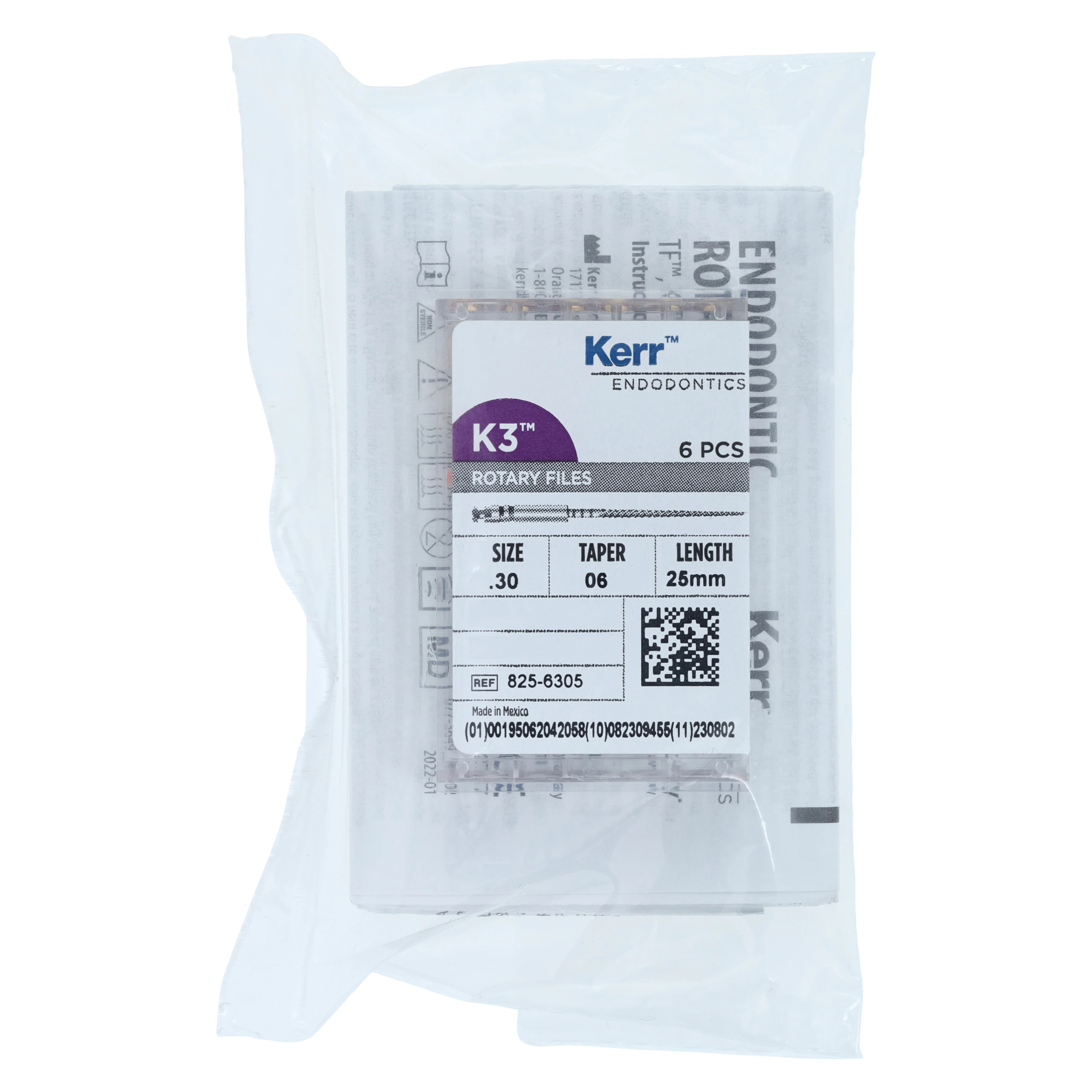 K3 Nickel Titanium Rotary Endodontic Files, #30/.06 Taper, 25 mm, Blue, 6/Pack, 825-6305 - K3 Rotary Nickel Titanium Files 25 mm - Image 1