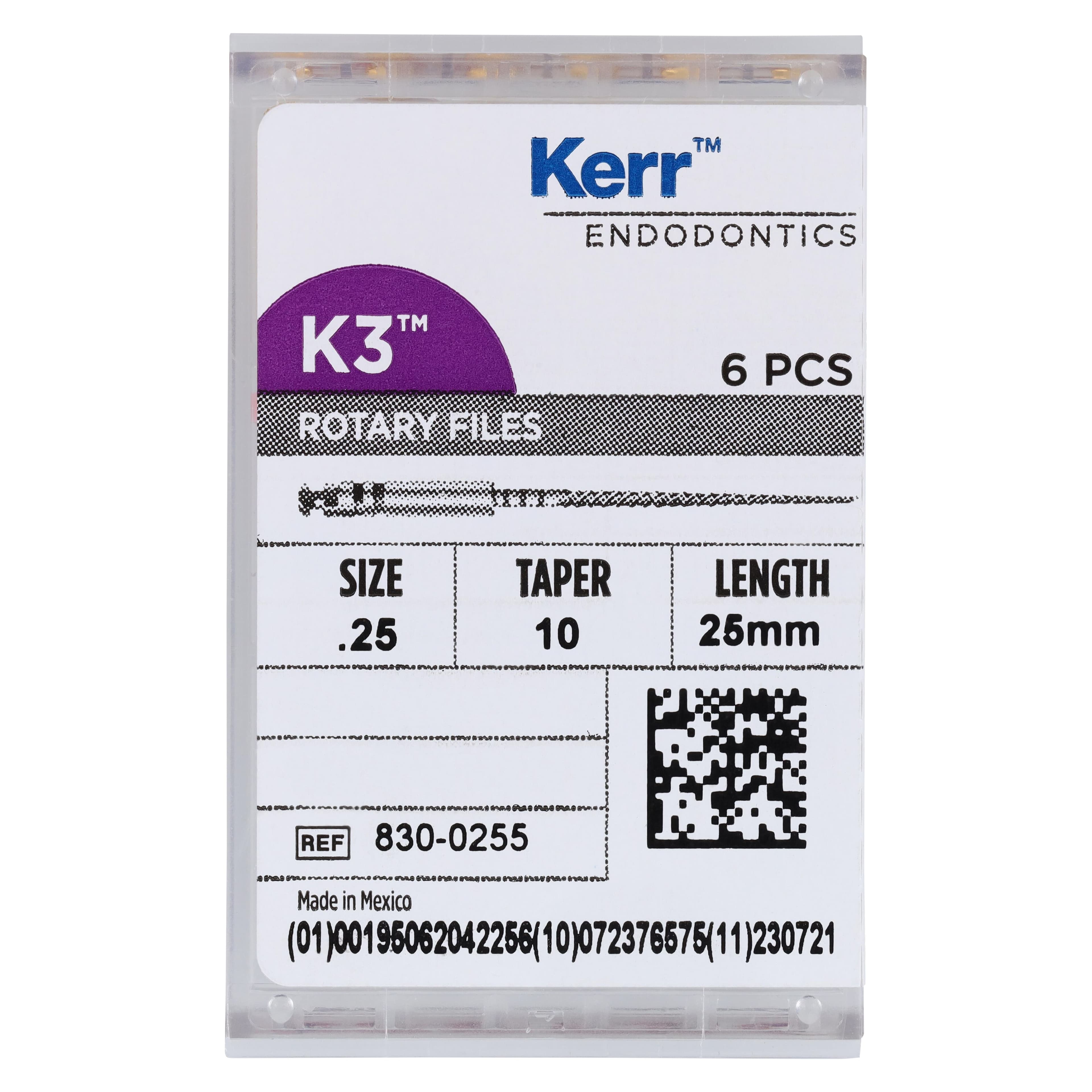 K3 Nickel-Titanium Rotary Endodontic File, #25, .10 Taper, 25mm, Red, 6/Pk, 830-0255 thumbnail 5