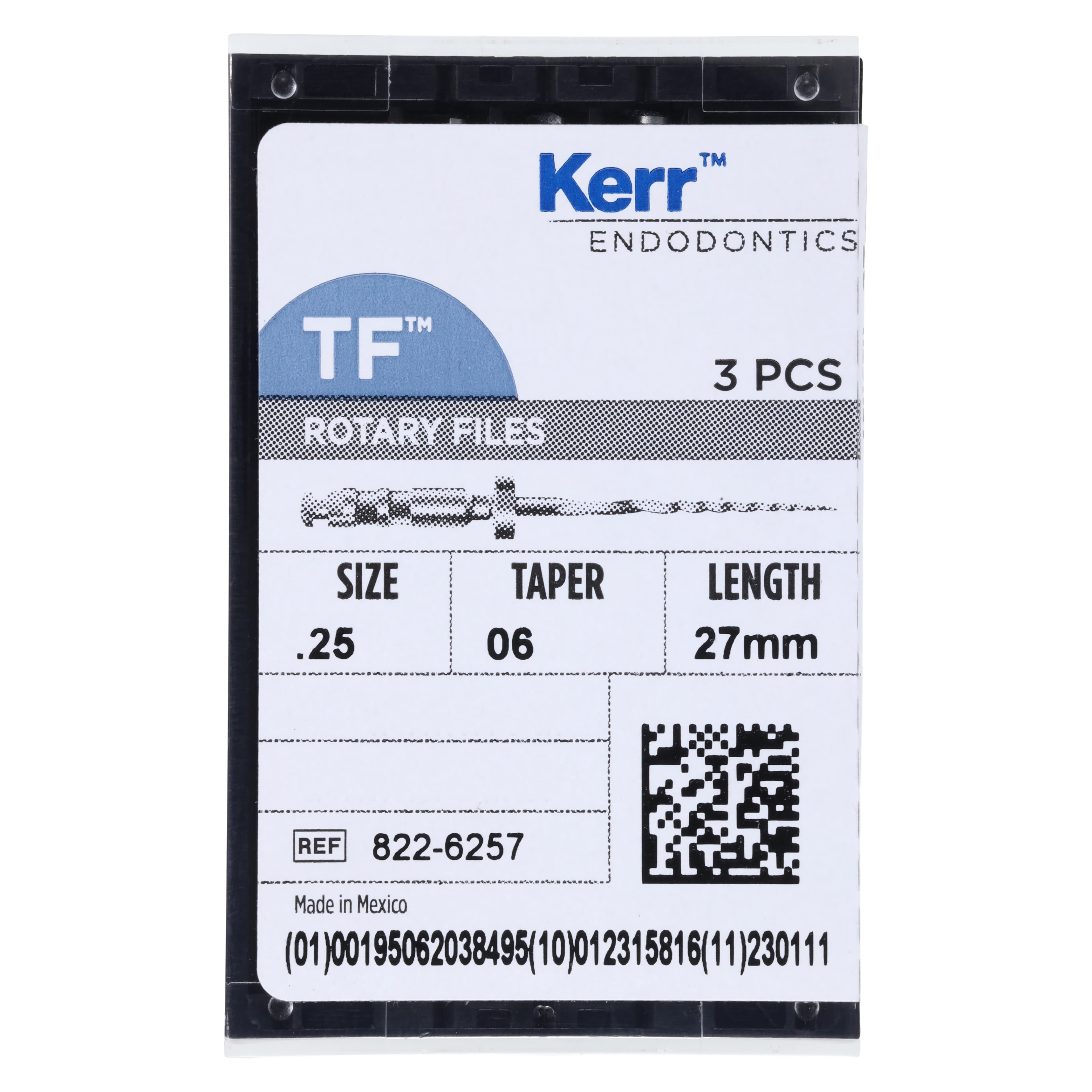 Kerr TF Twisted Nickel-Titanium Rotary File, 27 mm, 0.06 Taper, Size #25, Red, 3/Pk, 822-6257 thumbnail 6