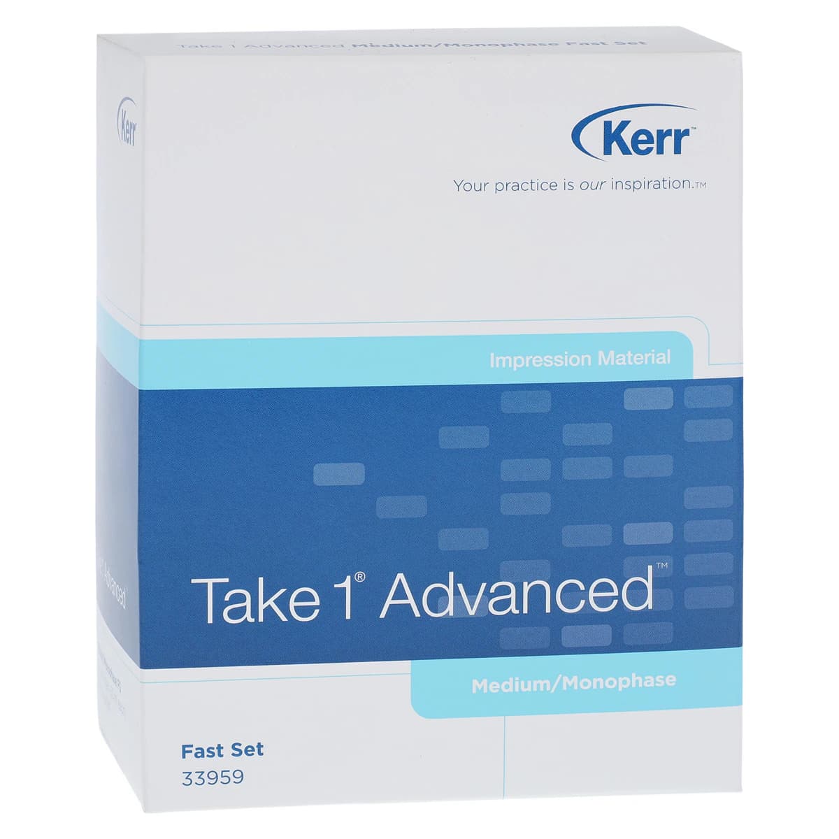 Take 1 Advanced VPS Impression Material, Cartridge Refill, Medium/Monophase Body, Fast Set, Light Blue, 2 x 50 ml Cartridges with 6 Mixing Tips, 33959 - Take 1 Advanced, Cartridge Refill, Medium Body Wash, Fast Set, 50 ml, 2/Pk, 33959 - Image 1