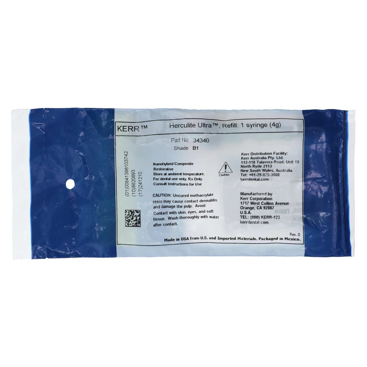 Herculite Ultra Nanohybrid Composite Syringe Refill, B1 Enamel, 4 g, Kerr #34340 thumbnail 2