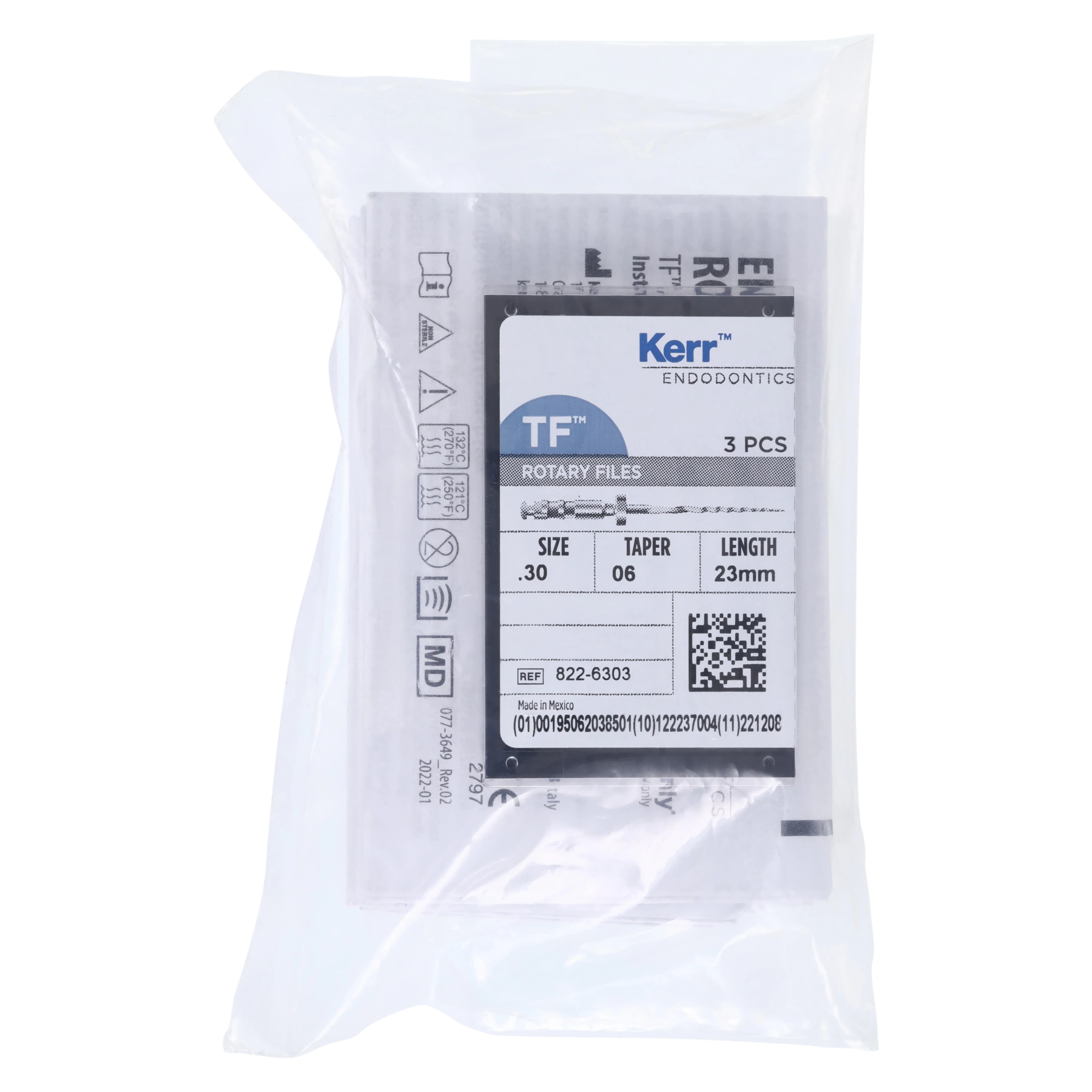 Kerr TF Twisted Nickel-Titanium Rotary File, 23 mm, 0.06 Taper, Size #30, Blue, 3/Pk, 822-6303 thumbnail 7