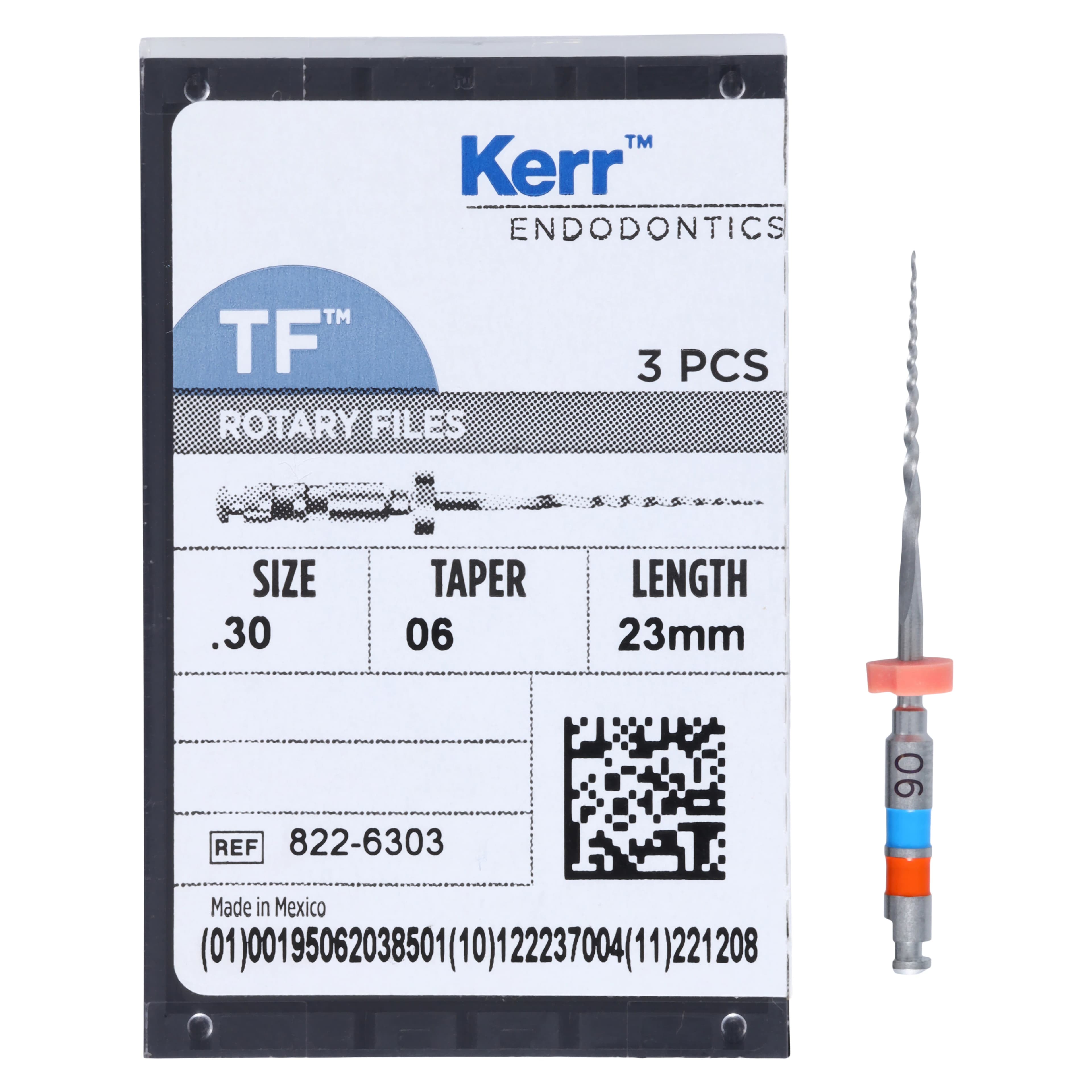 Kerr TF Twisted Nickel-Titanium Rotary File, 23 mm, 0.06 Taper, Size #30, Blue, 3/Pk, 822-6303 thumbnail 5