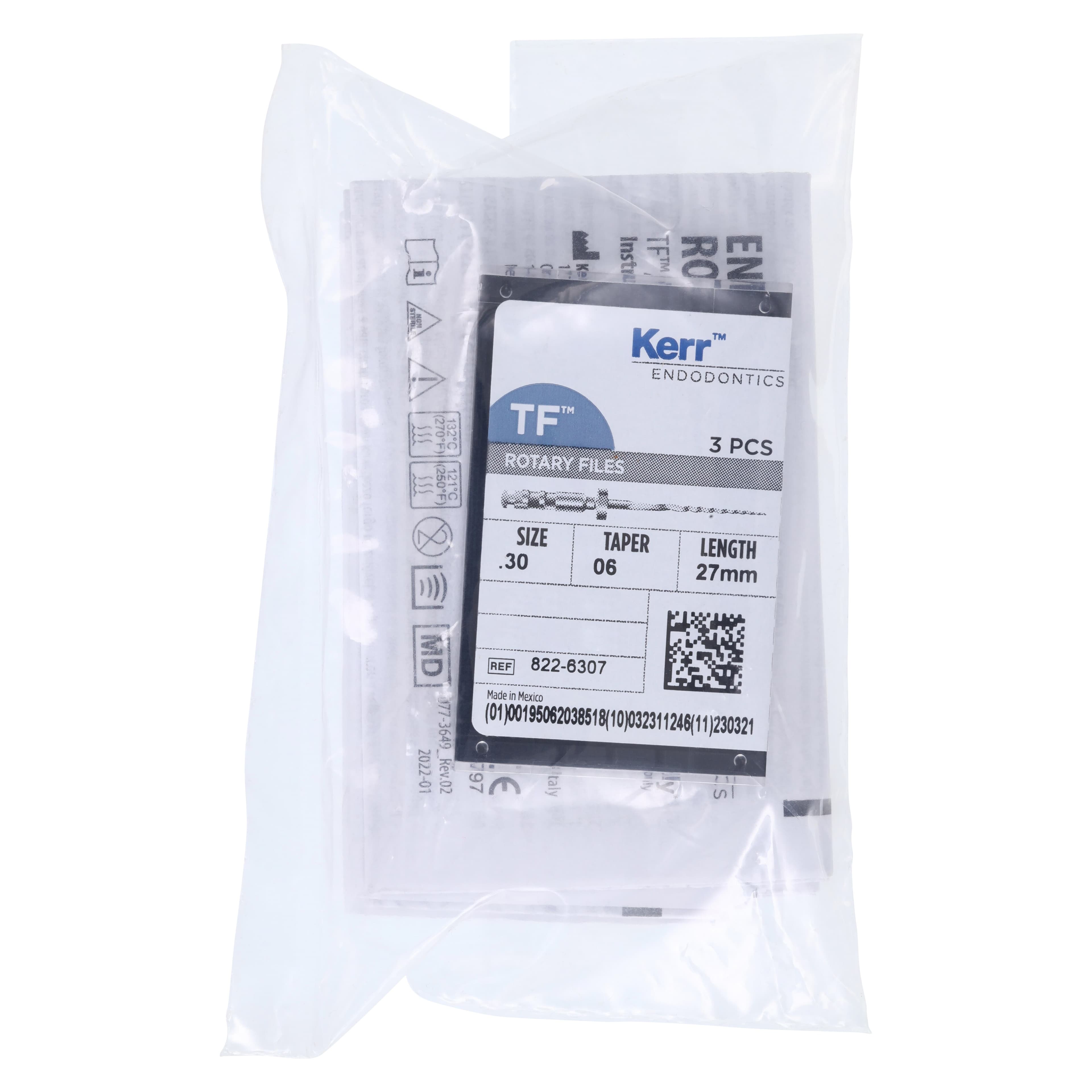 Kerr TF Twisted File Rotary NiTi File, .06 Taper, 27mm, Size #30, Blue, 3/Pack, 822-6307 thumbnail 7
