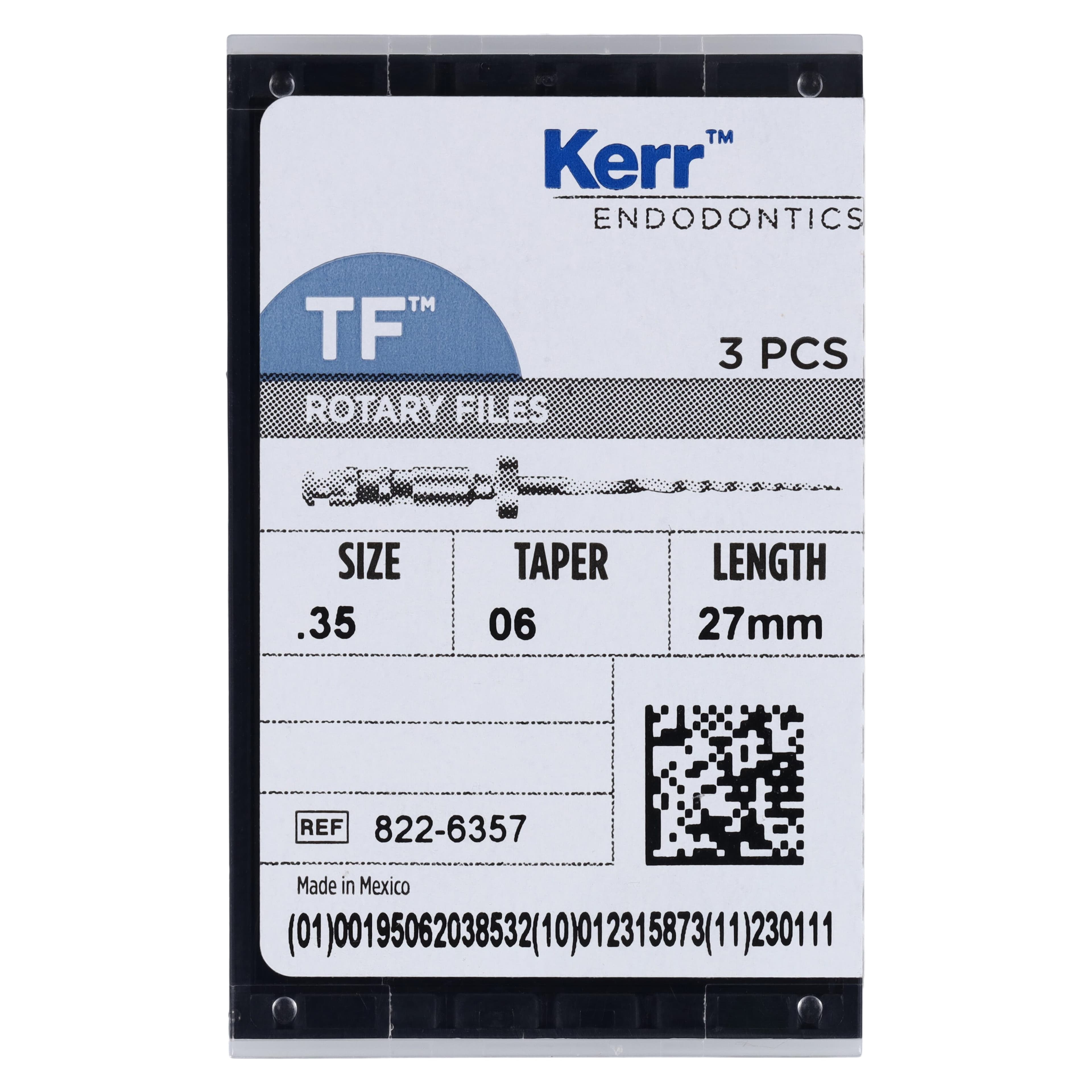 Kerr TF Twisted File Rotary NiTi File, Size #35, .06 Taper, 27mm, Green, Pack of 3, 822-6357 thumbnail 6
