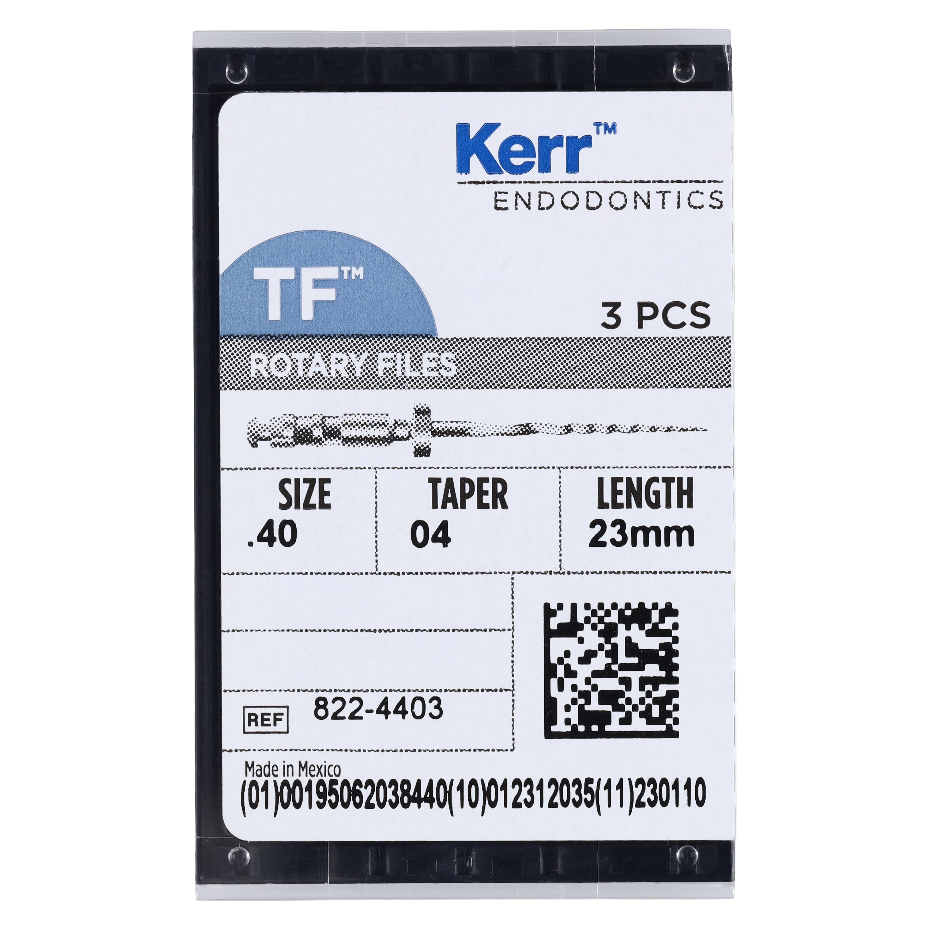 Kerr TF Twisted Files Rotary NiTi Endodontic File, 0.04 Taper, #40, 23 mm, Black, 3/Pk, 822-4403 thumbnail 6