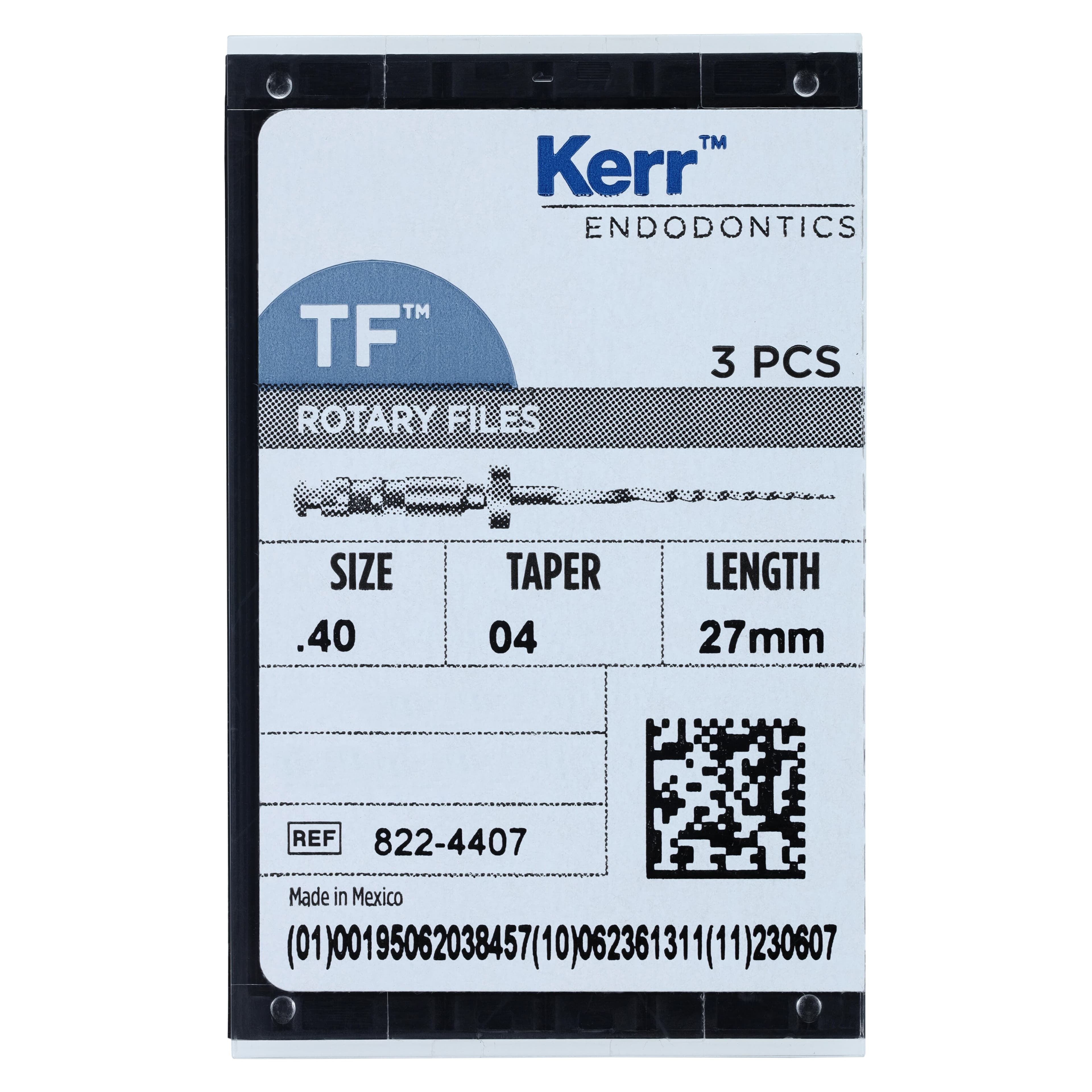 Kerr TF Twisted File NiTi Rotary File, .04 Taper, Size #40, 27mm, Black, 3/Pack, 822-4407 thumbnail 6