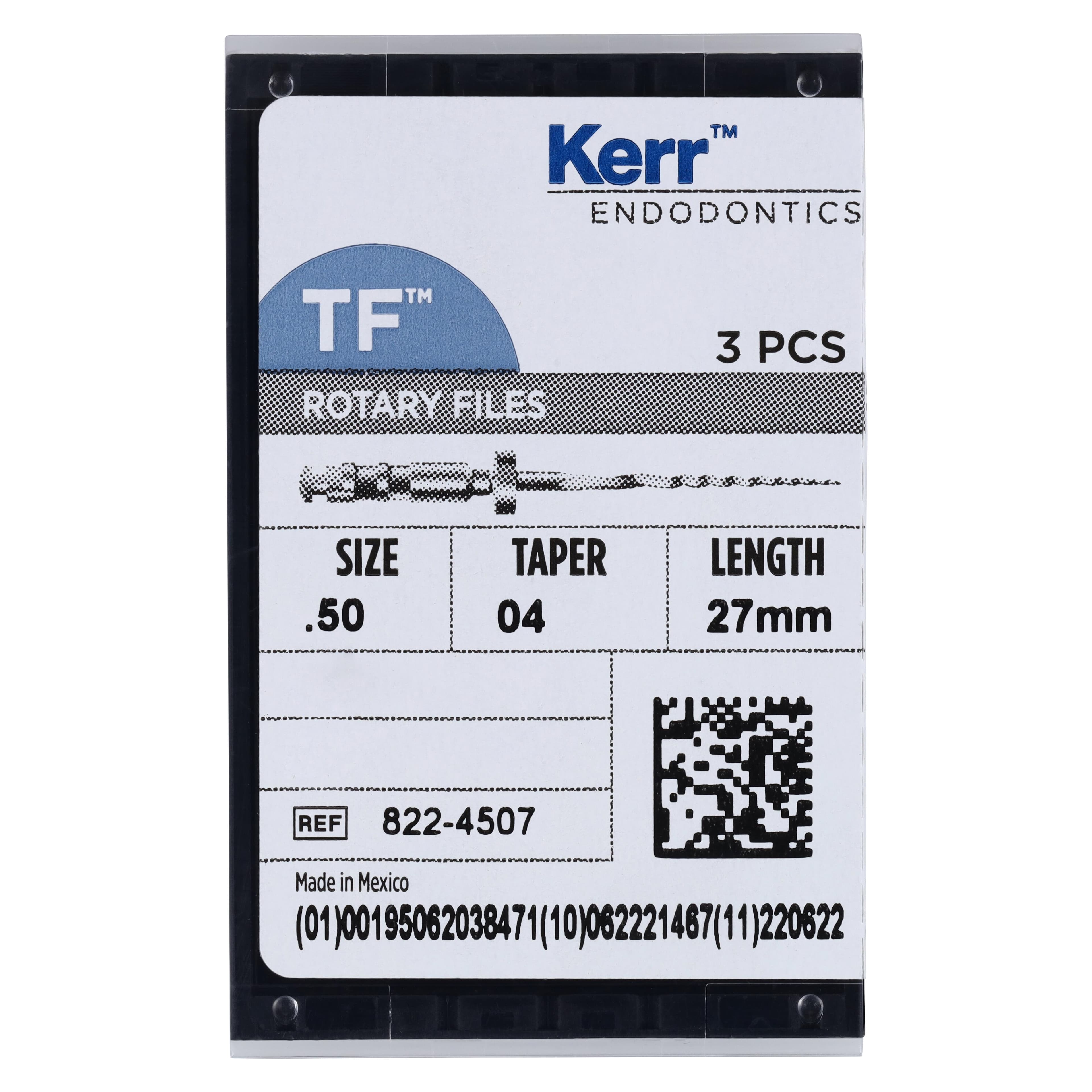 Kerr TF Twisted File Rotary NiTi File, .04 Taper, Size #50, 27mm, Yellow, Pack of 3, 822-4507 thumbnail 6