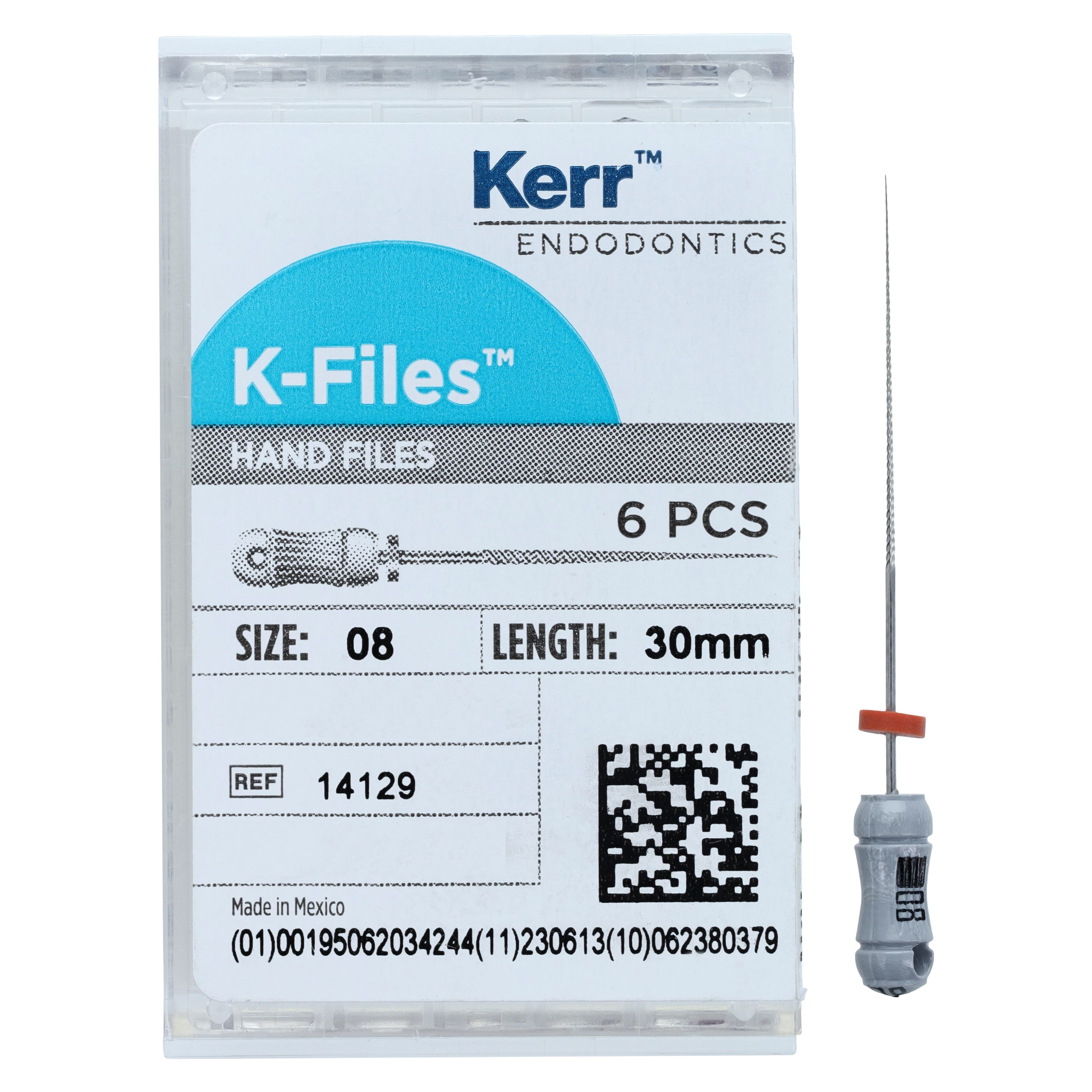 Kerr (SybronEndo) K-Files, Stainless Steel, Size #08, 30mm, Gray, 6/Pack, 14129 thumbnail 4