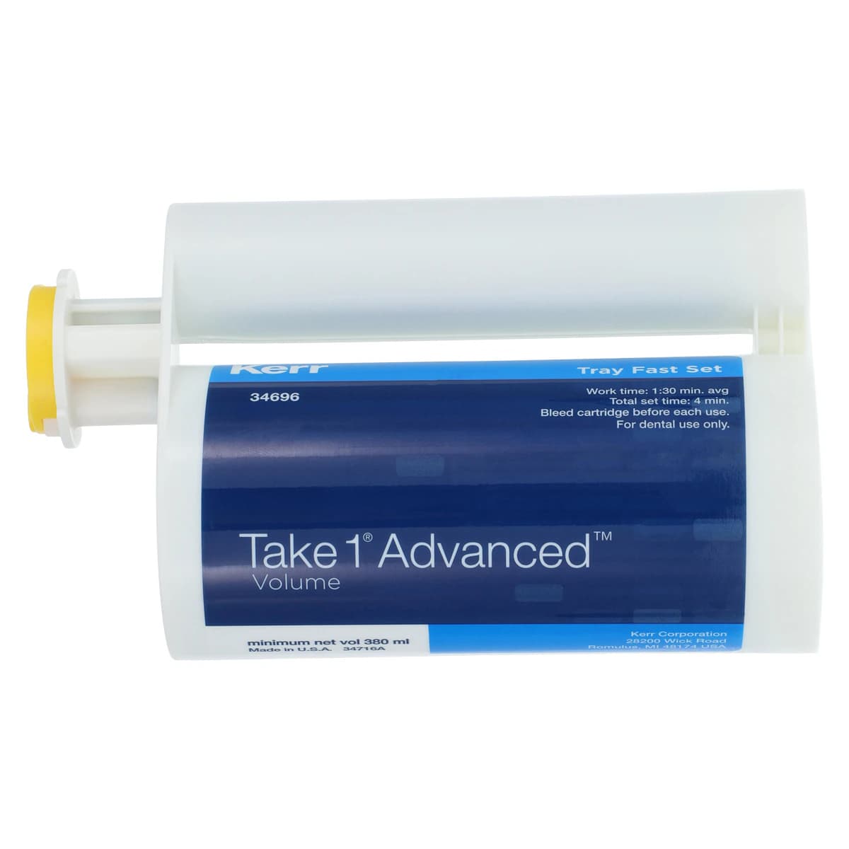 Take 1 Advanced VPS Impression Material, Volume Tray, Heavy Body, Fast Set, Dark Blue, 380 ml Hard Cartridge, 2/Pk, 34696 thumbnail 2