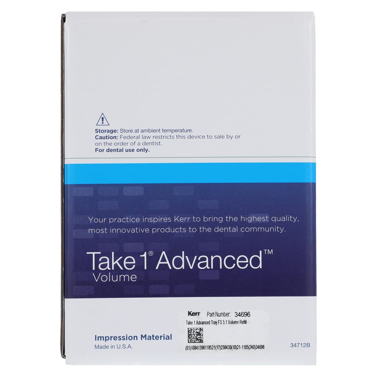 Take 1 Advanced VPS Impression Material, Volume Tray, Heavy Body, Fast Set, Dark Blue, 380 ml Hard Cartridge, 2/Pk, 34696 thumbnail 4