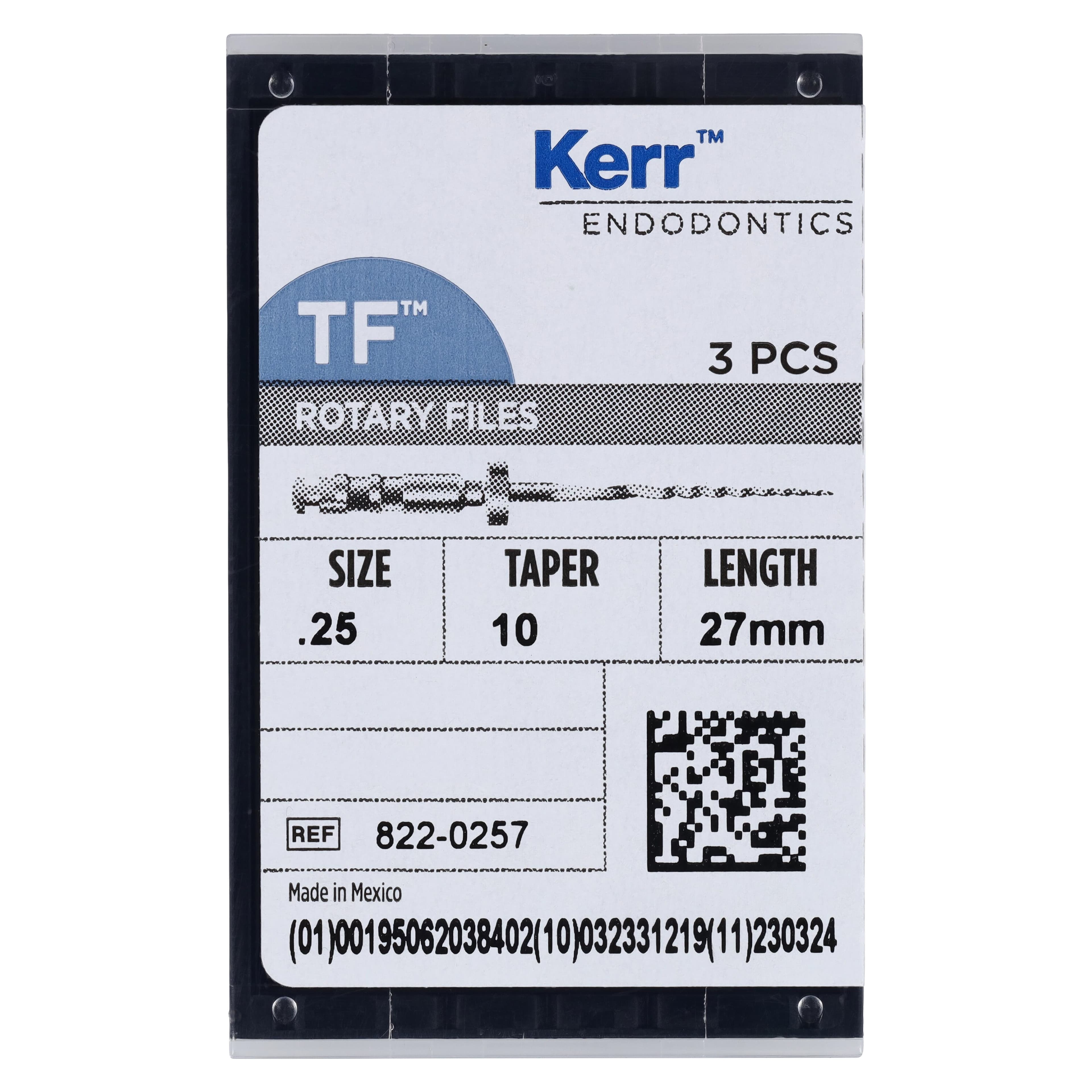 Kerr TF Twisted Files Rotary Endodontic File, Size 25, .10 Taper, 27 mm, NiTi, Red, 3/Pkg, 822-0257 thumbnail 6