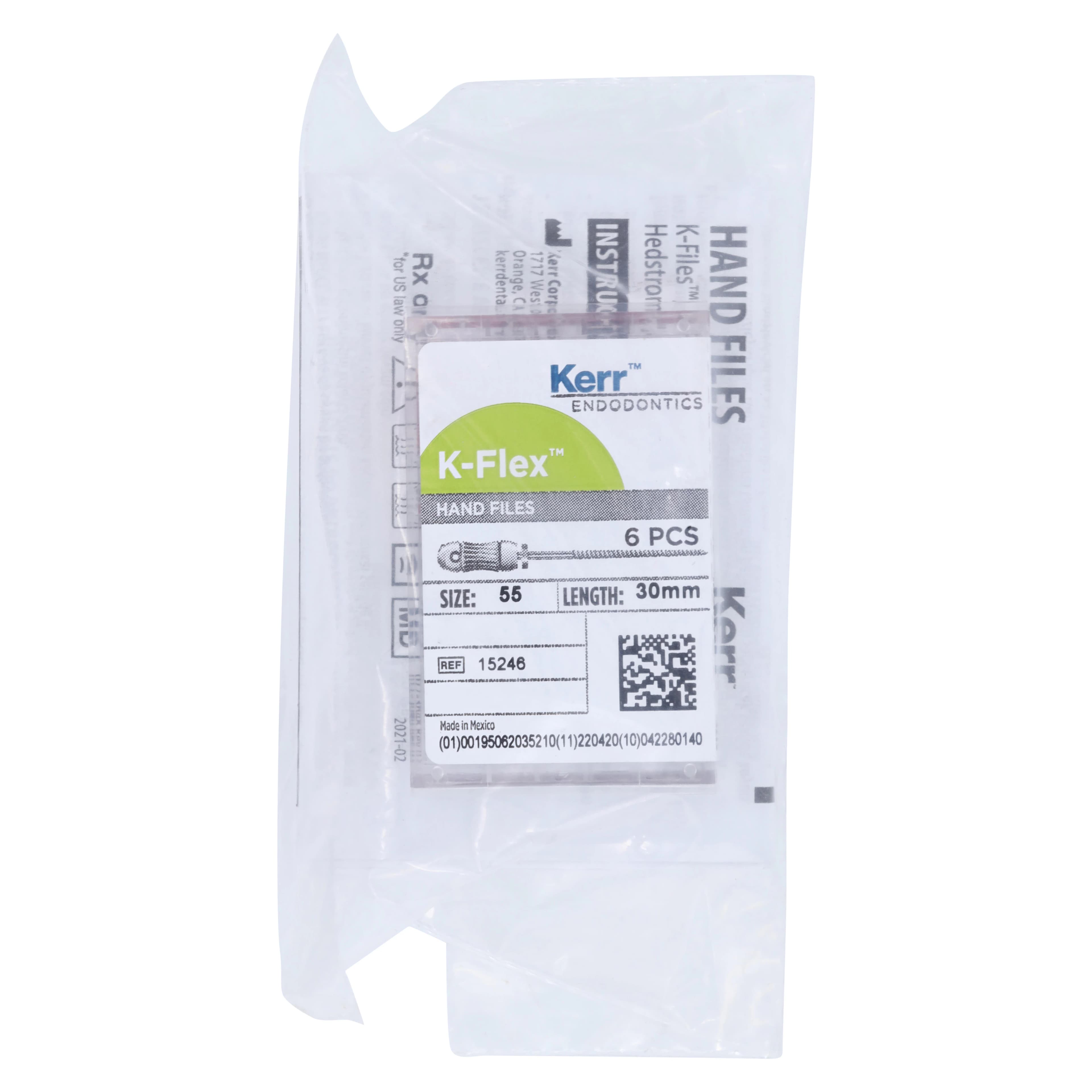Kerr K-Flex Endodontic Files, #55 (Red), 30mm, Stainless Steel, 6/Pack, 15246 - #55 Red SybronEndo K-Flex Files 30mm Pack of 6 - Image 1