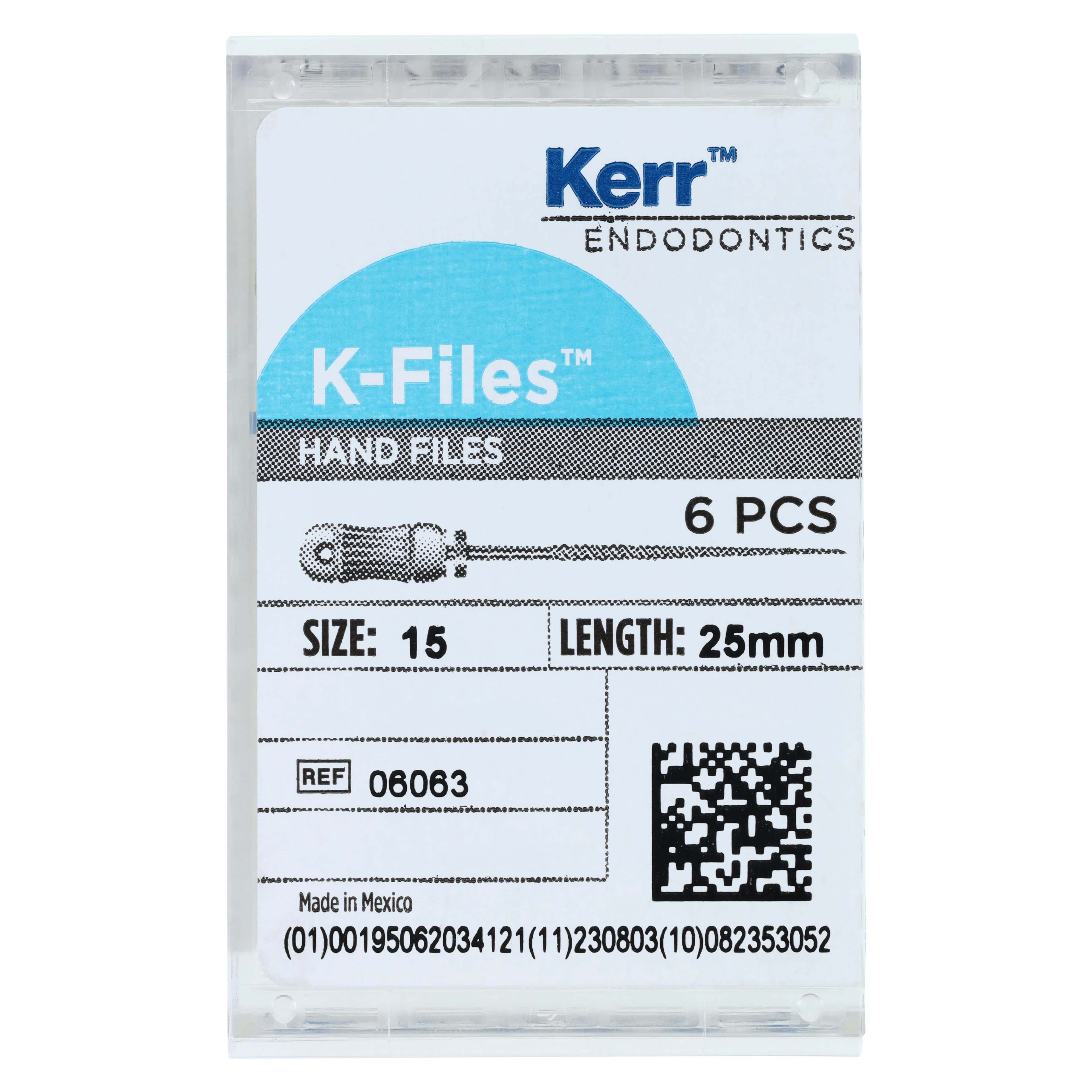 Kerr K-Files, Stainless Steel, 25 mm, #15, White, 6/Pk, 06063 thumbnail 6