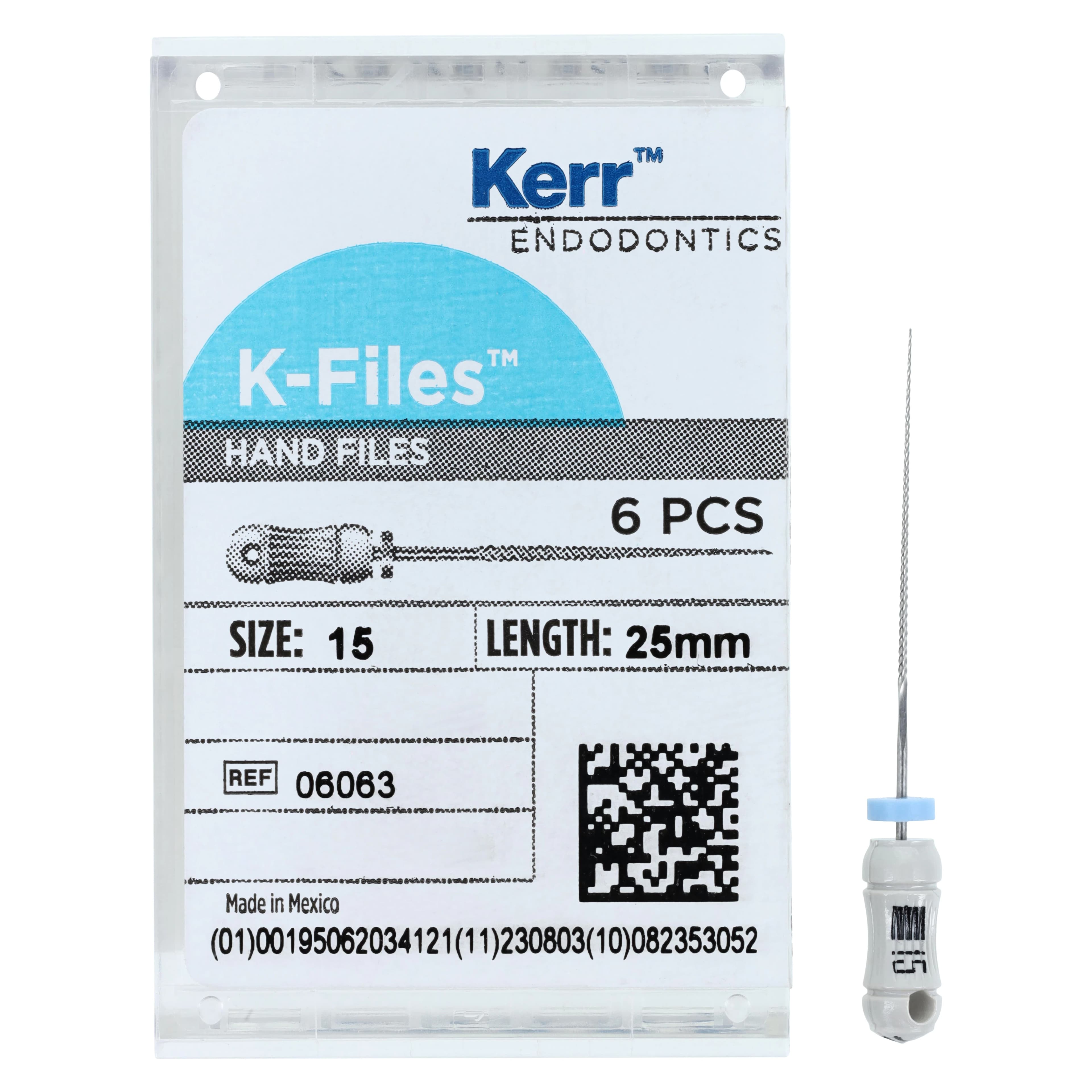 Kerr K-Files, Stainless Steel, 25 mm, #15, White, 6/Pk, 06063 thumbnail 5
