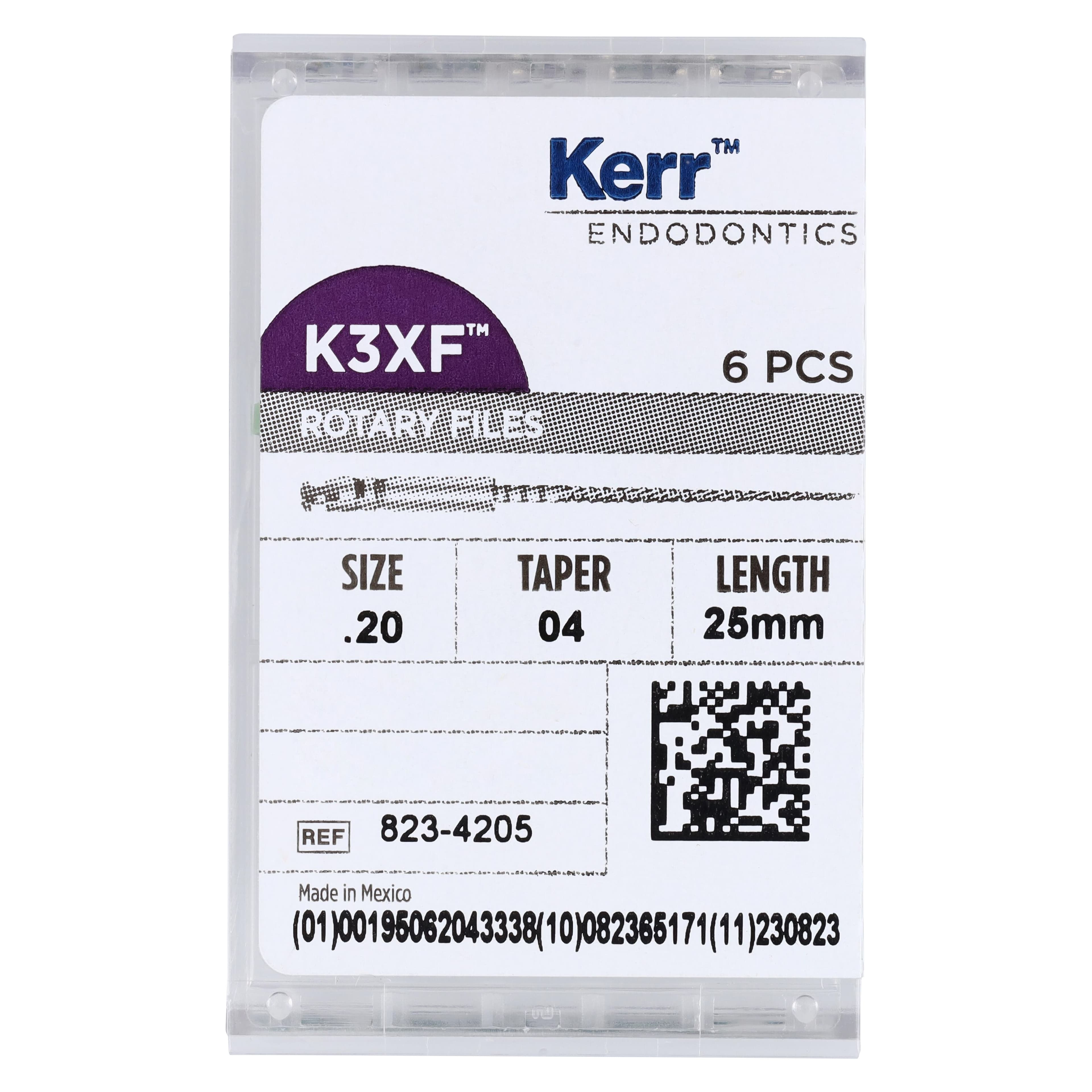 K3XF Nickel Titanium Rotary File, #20/.04 Taper, 25 mm, Yellow, 6/Pk, 823-4205 thumbnail 6