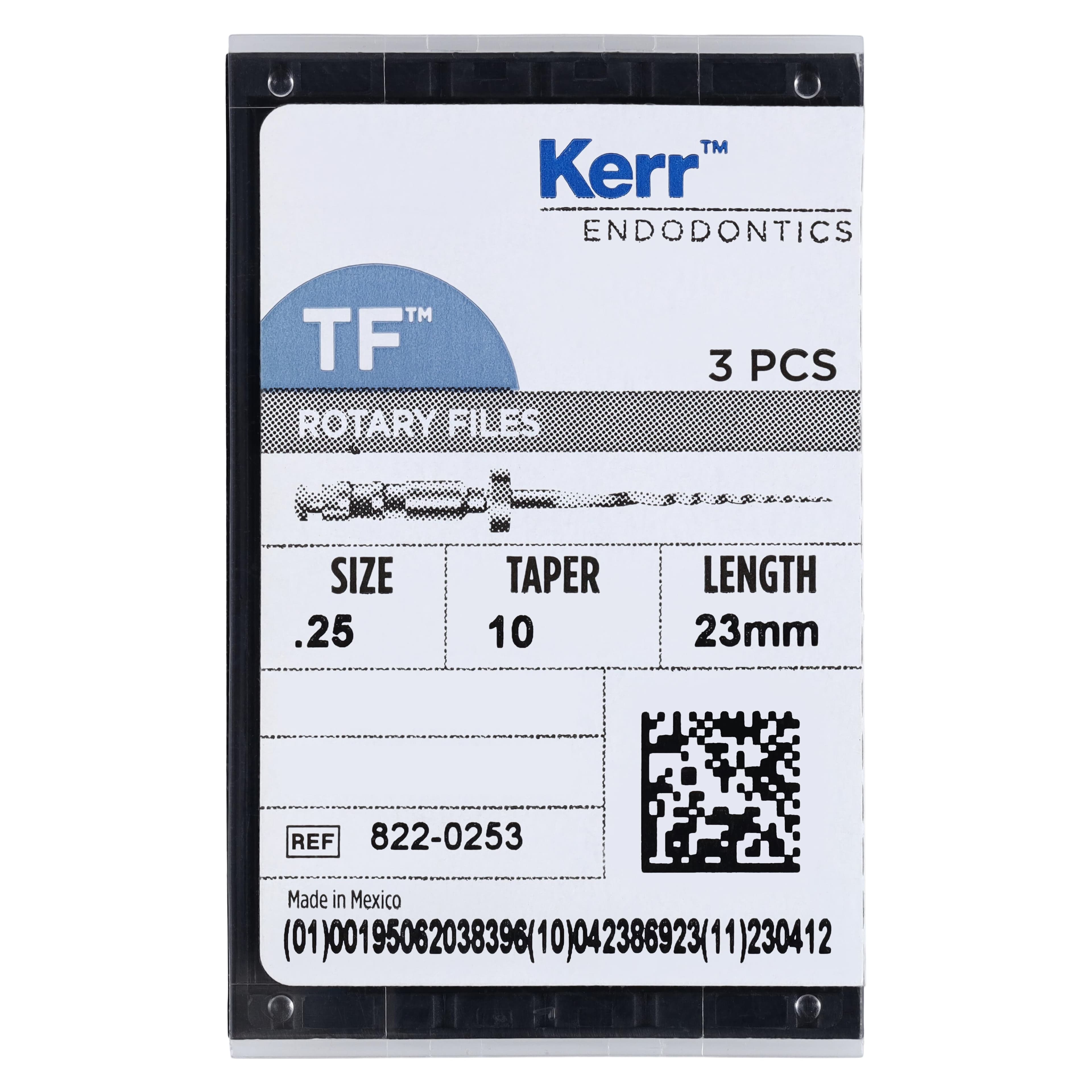 Kerr TF Twisted File, .10 Taper, 23mm, #25, Red, 3/Pk, 822-0253 thumbnail 6