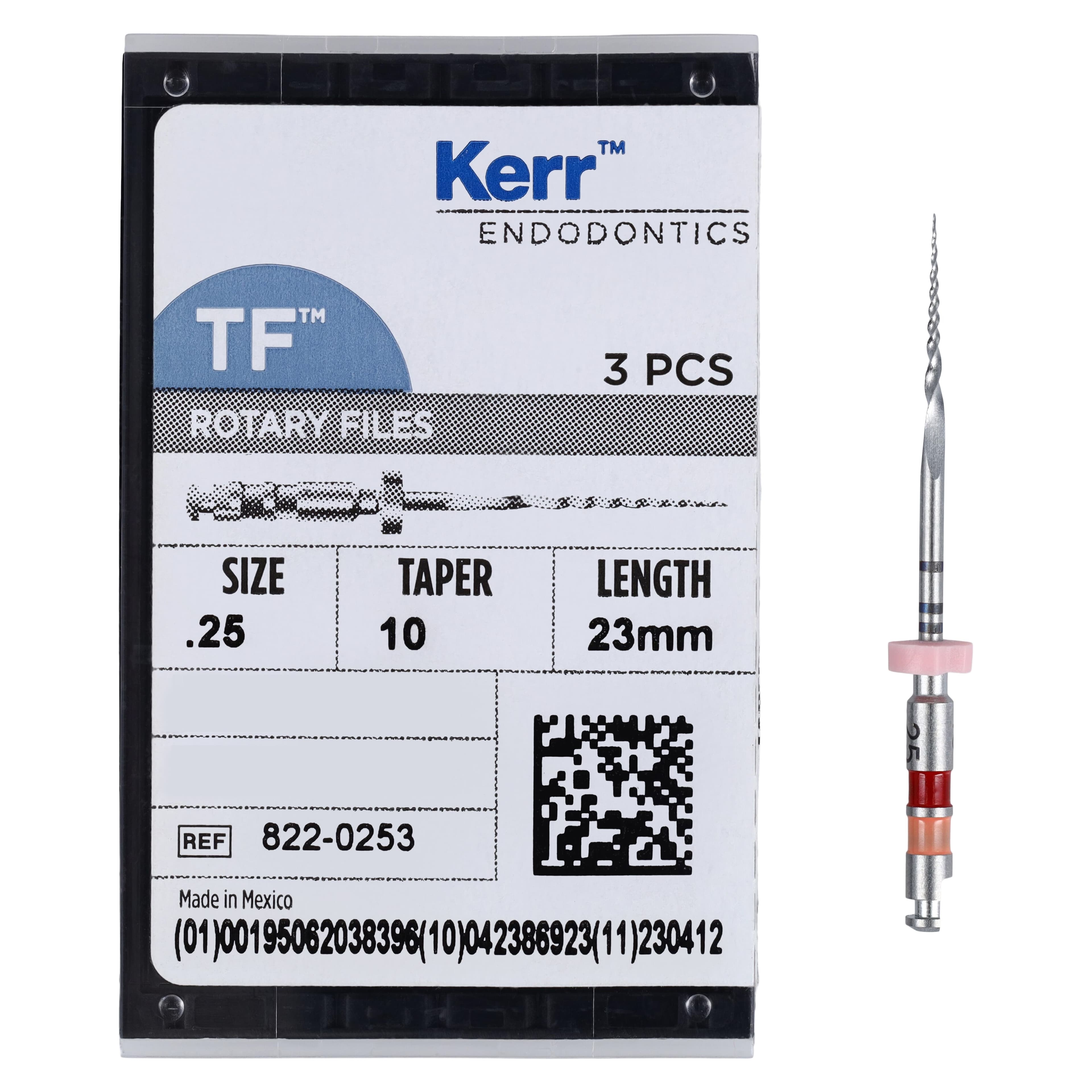 Kerr TF Twisted File, .10 Taper, 23mm, #25, Red, 3/Pk, 822-0253 thumbnail 5