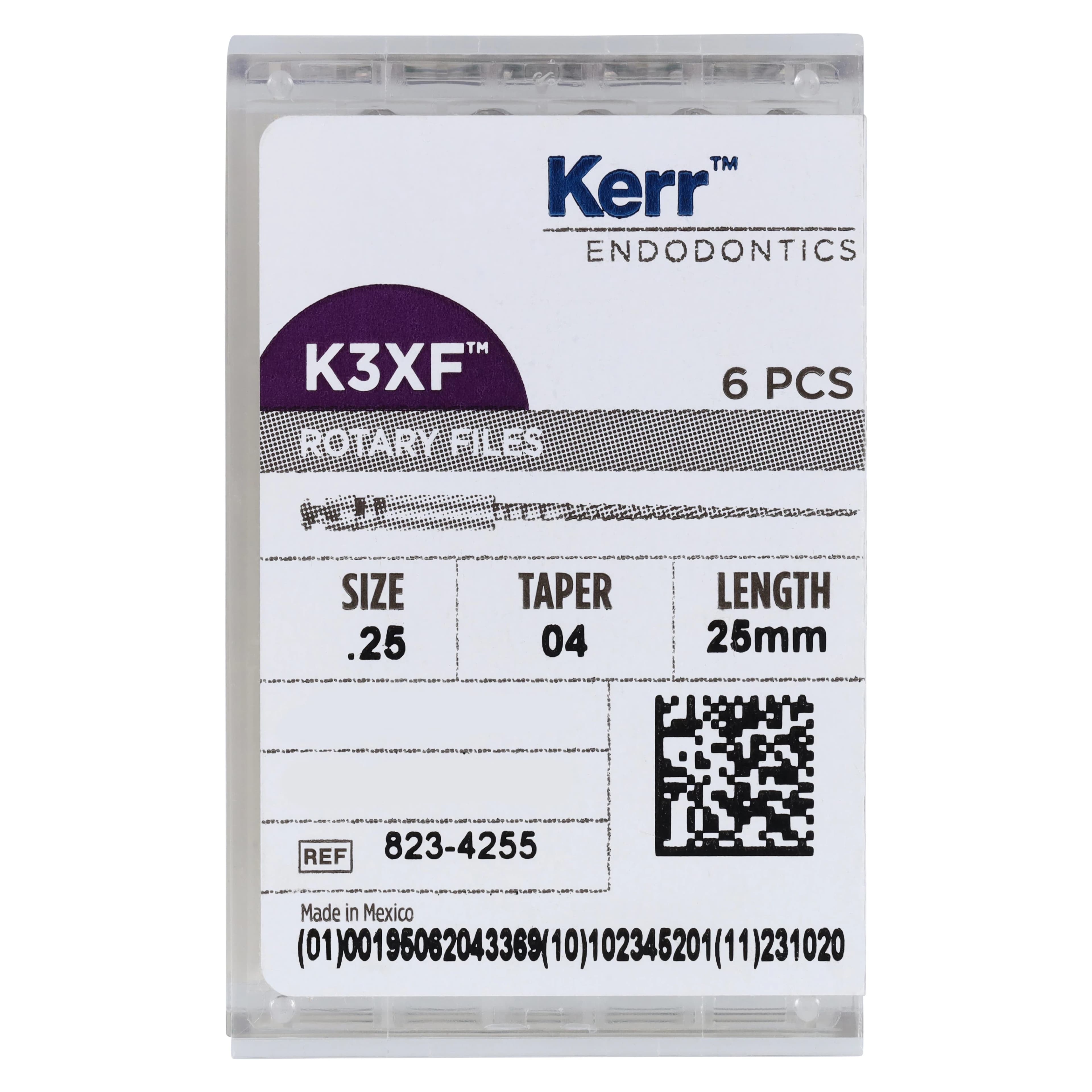 K3XF Nickel Titanium Rotary Files, #25/.04 Taper, 25mm, Red, 6/Pk, 823-4255 thumbnail 6