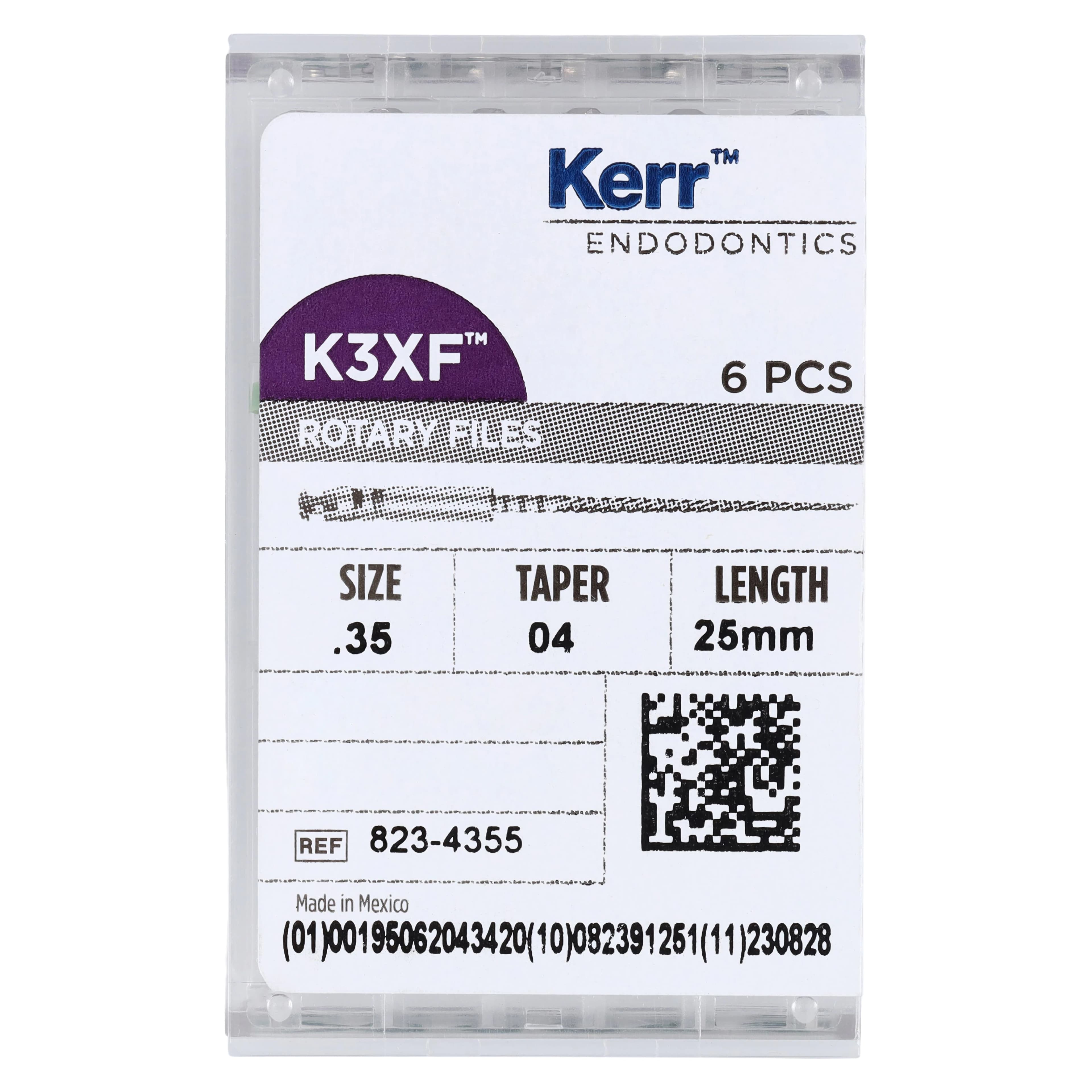 K3XF NiTi Rotary File, .04 Taper, #35, 25 mm, Green, 6/Pk, 823-4355 thumbnail 6