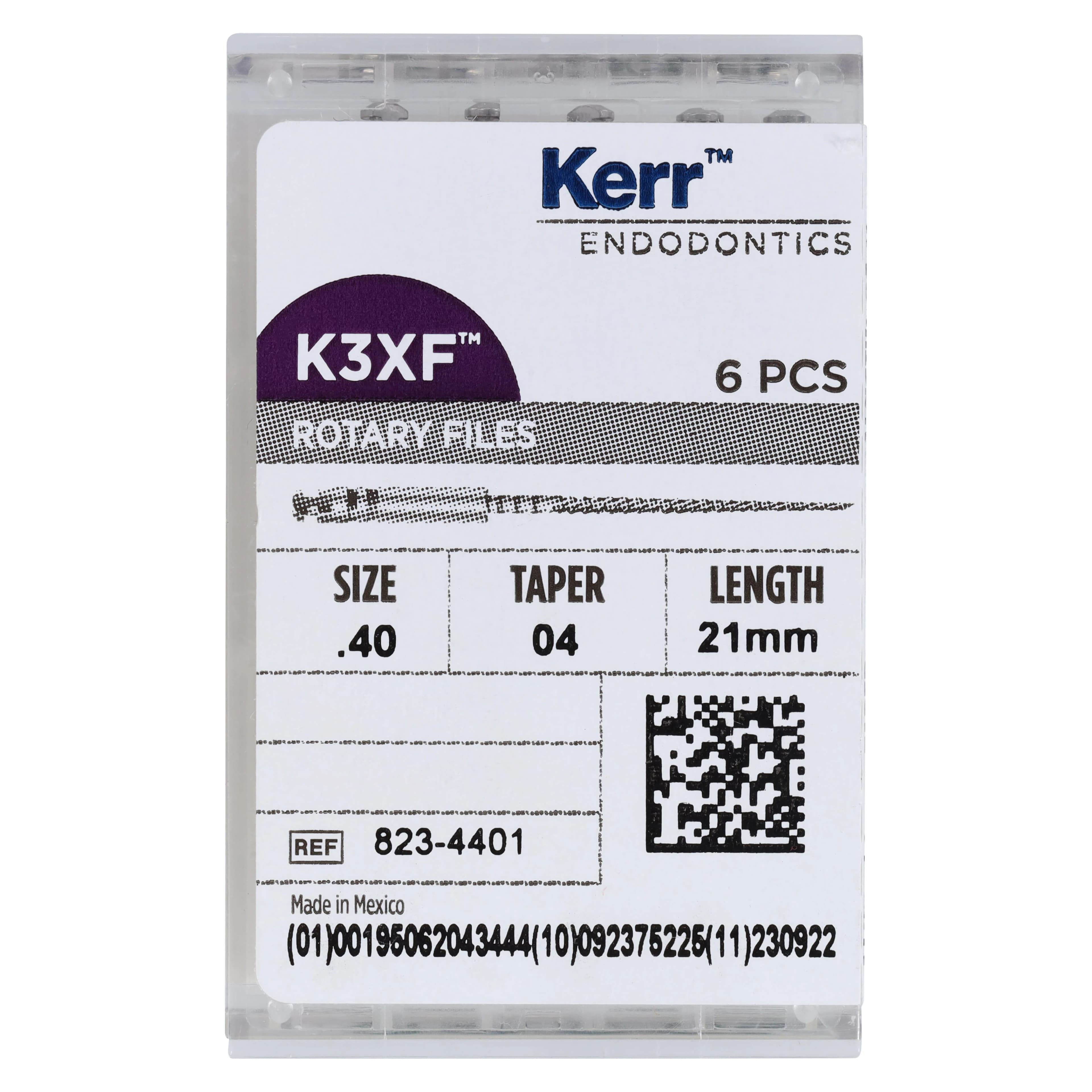 K3XF NiTi Rotary File, #40, .04 Taper, 21 mm, Black, 6/Pk, 823-4401 thumbnail 6